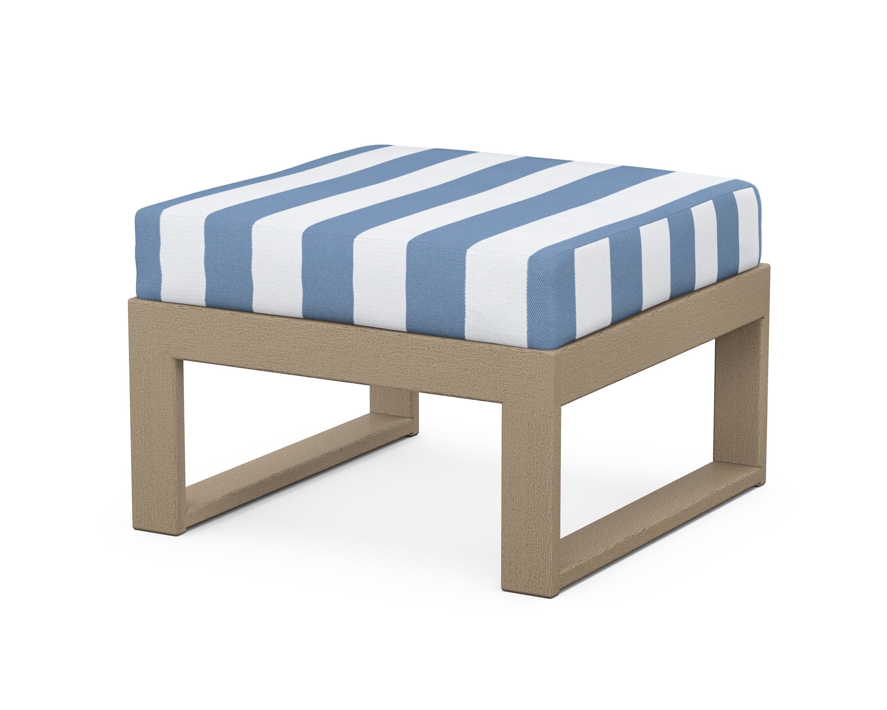 Modular Ottoman - Modern in Vintage Sahara / Cabana Stripe Sky Blue
