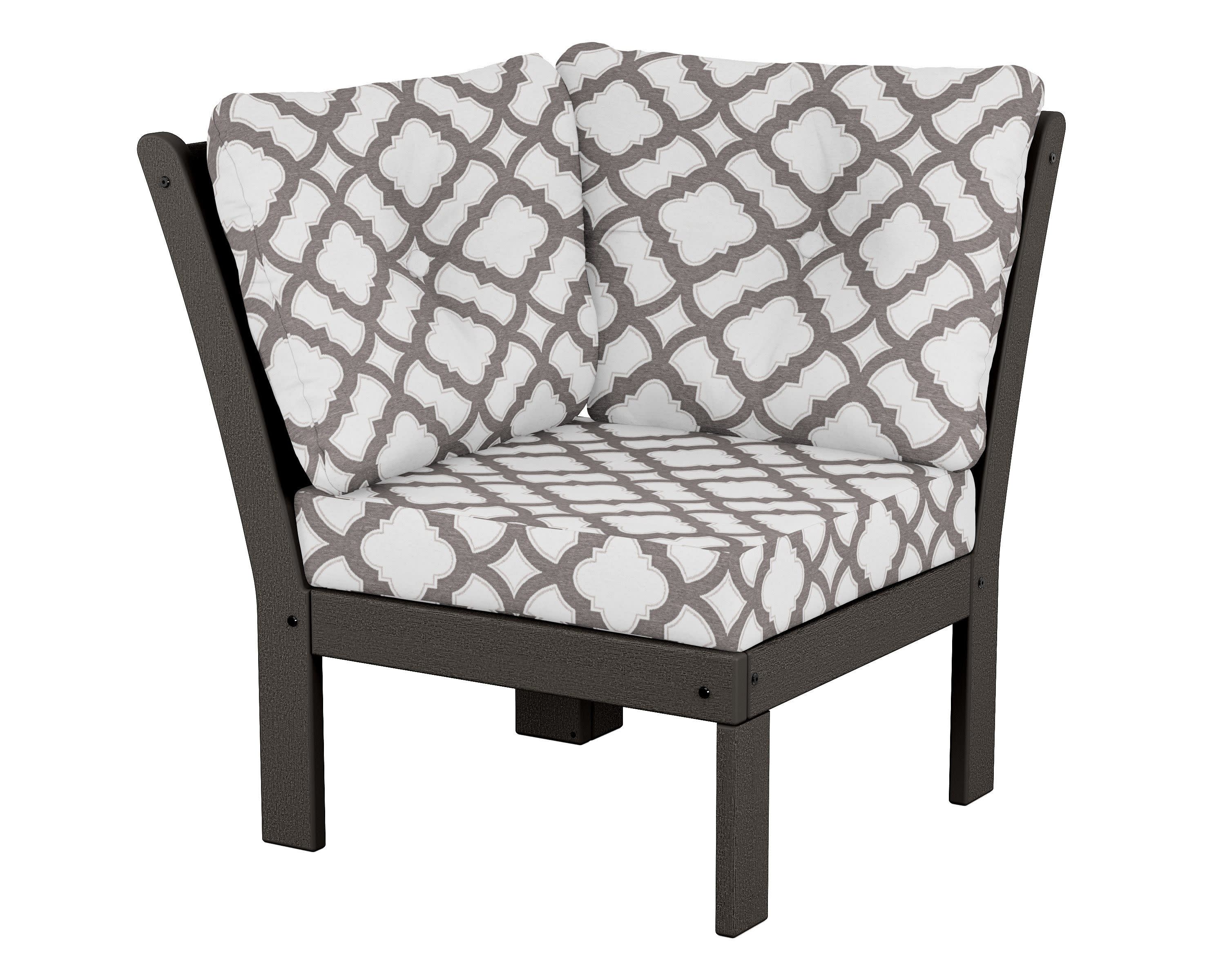 Vineyard Modular Corner Chair in Vintage Coffee / Trellis Grey Mist