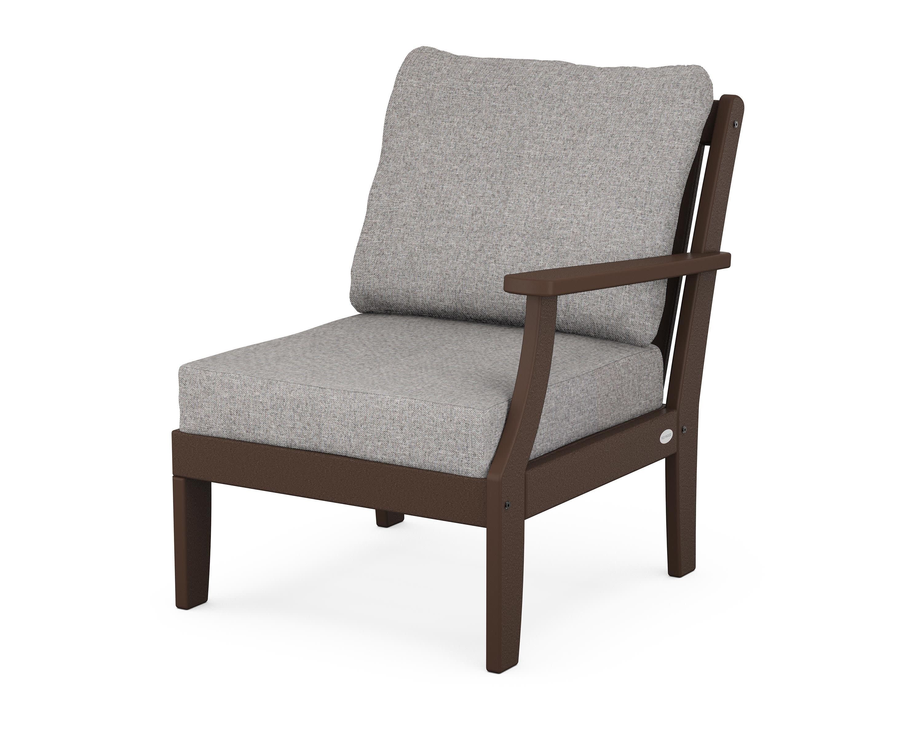 Braxton Modular Right Arm Chair in Mahogany / Grey Mist