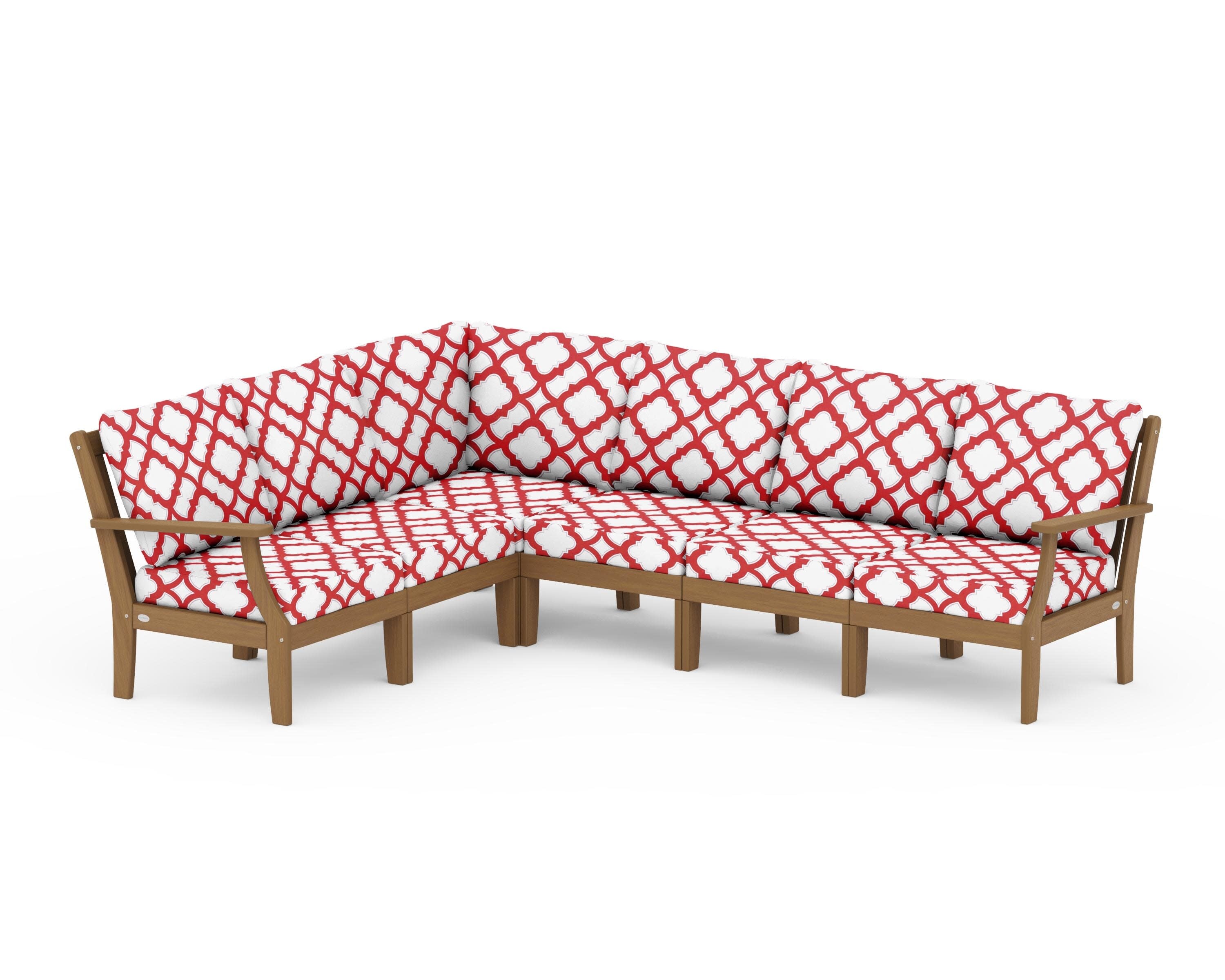 Braxton Modular 6-Piece Deep Seating Set in Natural / Trellis Crimson