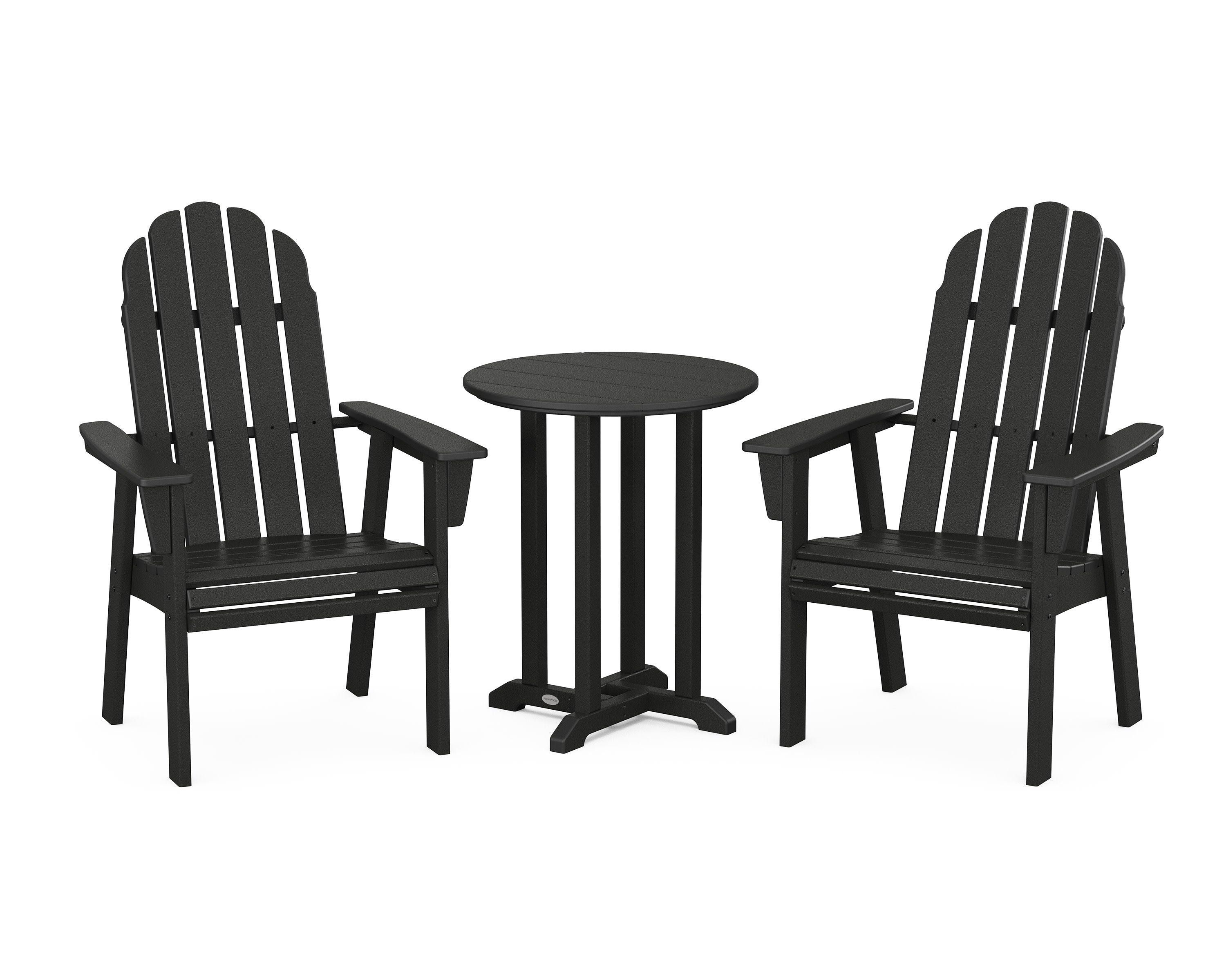 Vineyard Adirondack 3-Piece Round Bistro Dining Set in Black