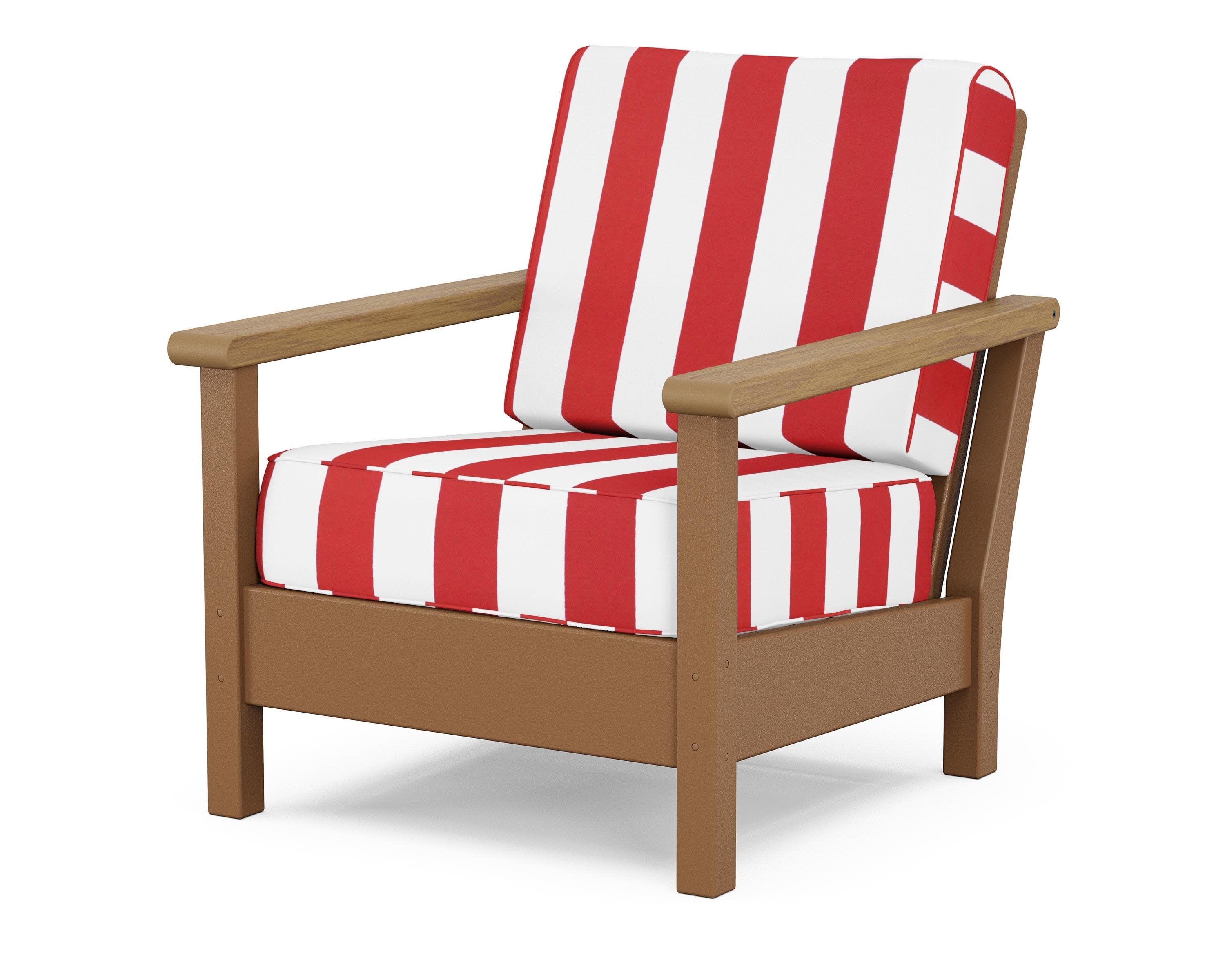 Harbour Deep Seating Chair in Teak / Natural / Cabana Stripe Crimson