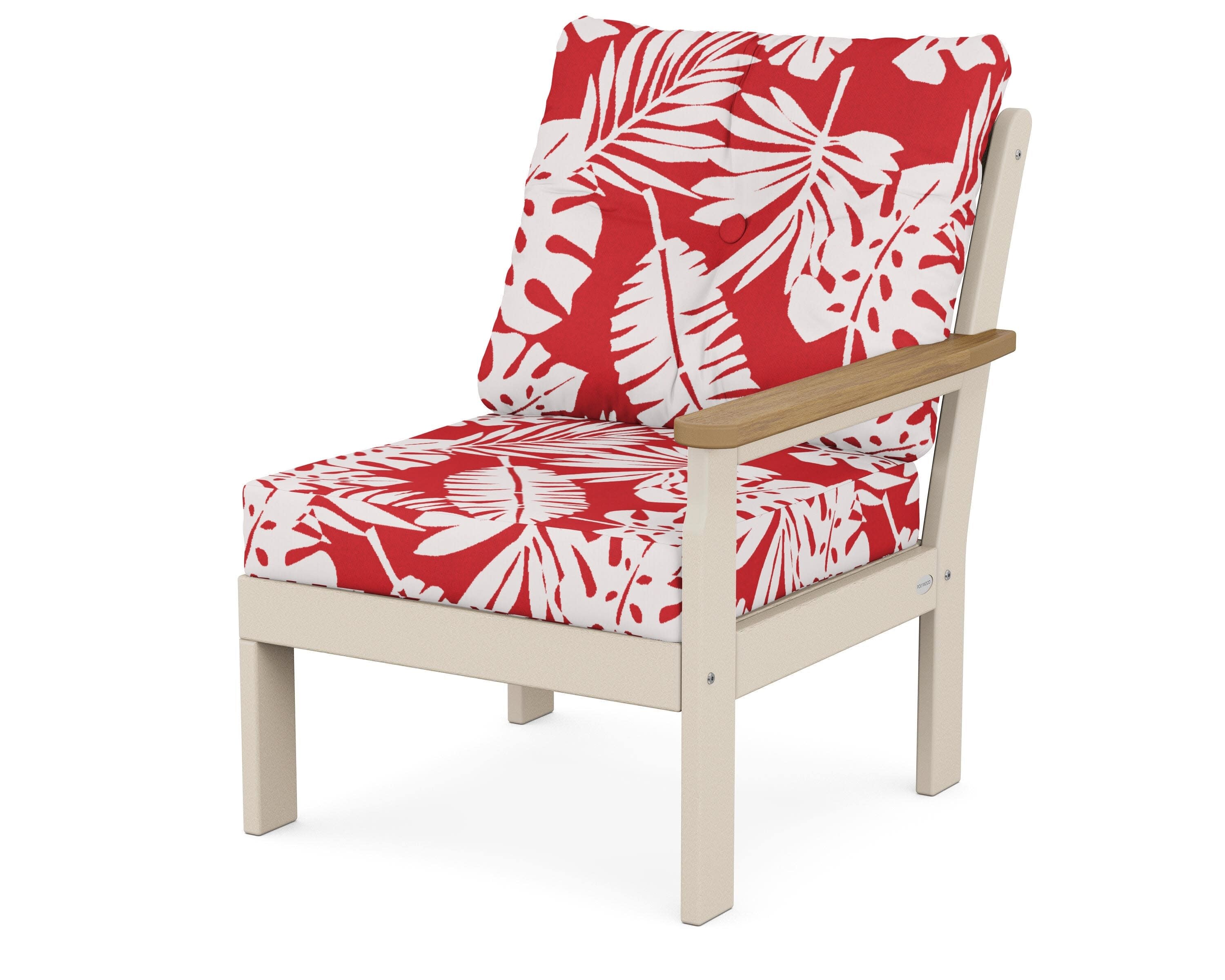 Vineyard Modular Right Arm Chair in Sand / Natural / Leaf Crimson