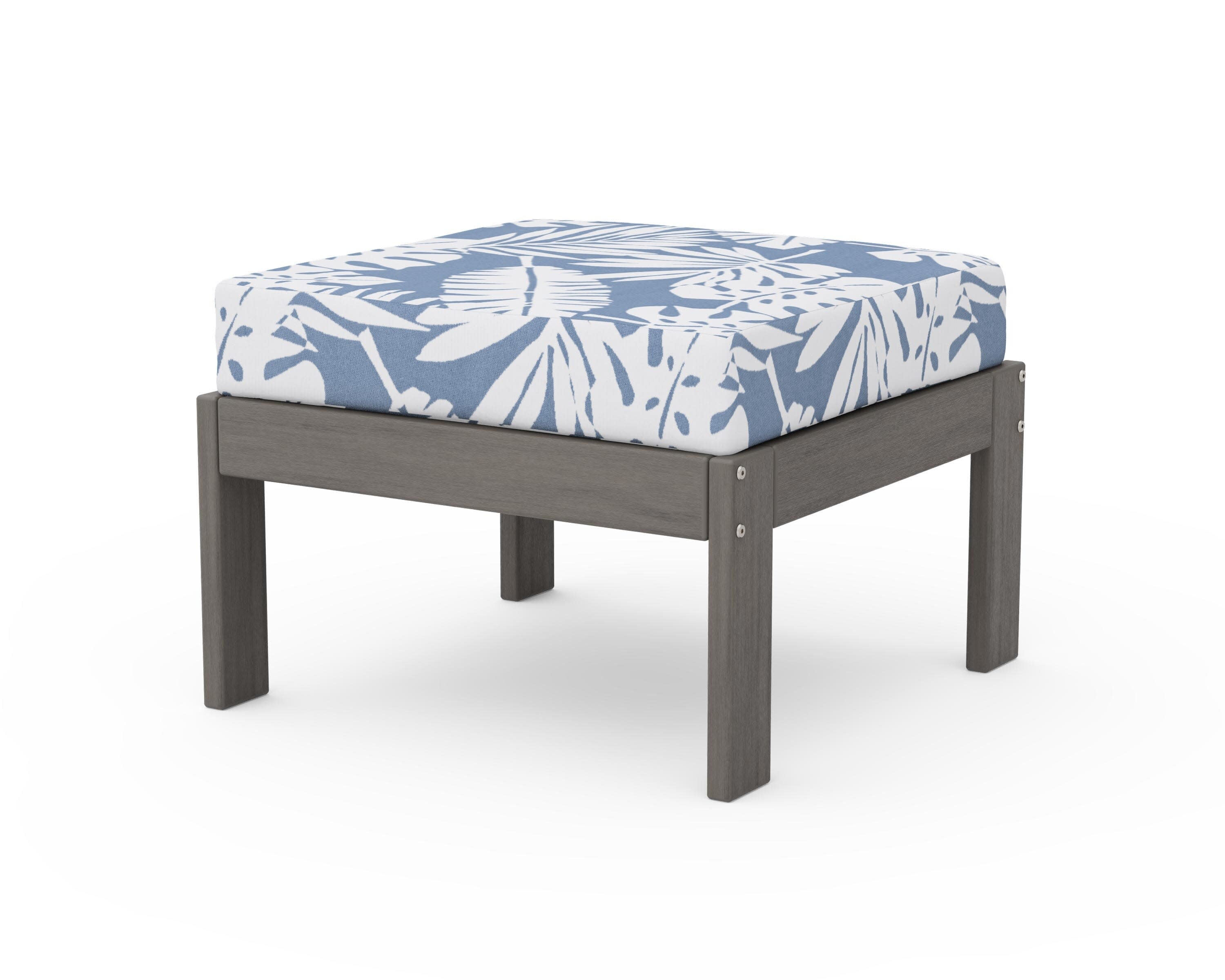 Vineyard Modular Ottoman in Driftwood / Leaf Sky Blue