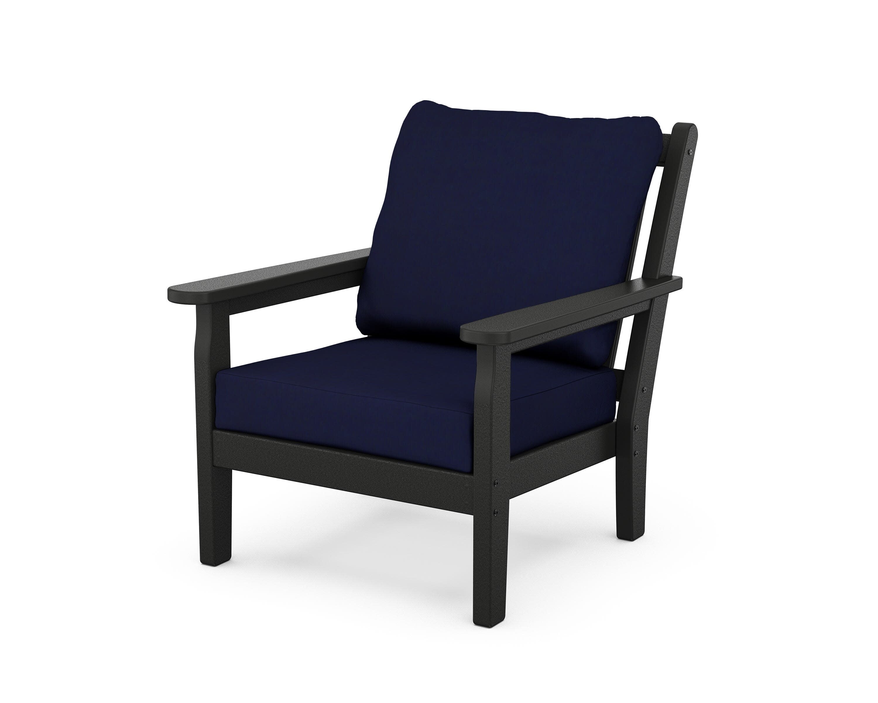 Chippendale Deep Seating Chair in Black / Navy