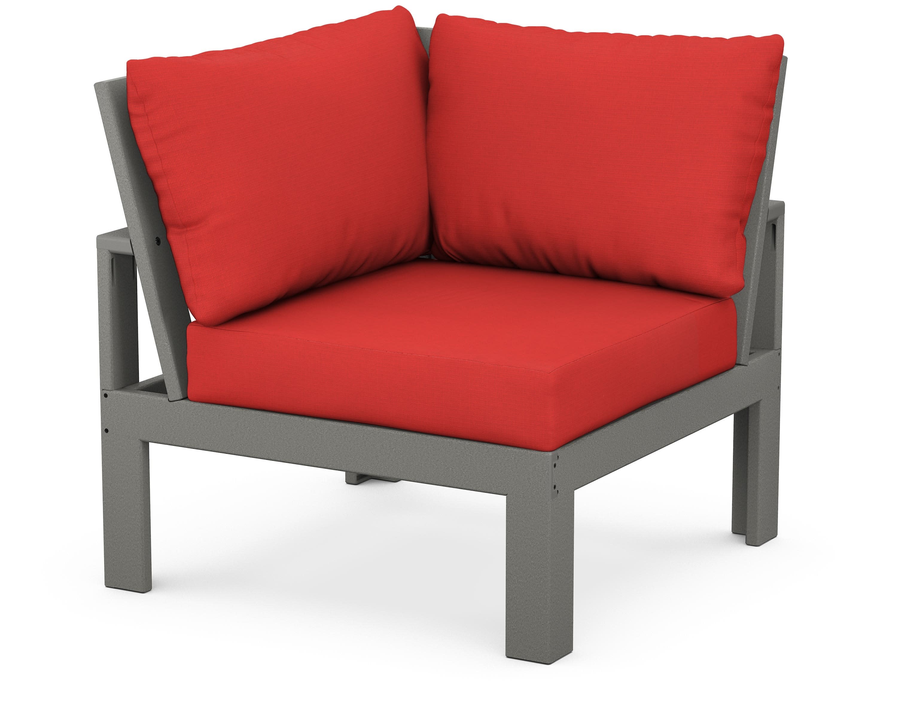 Modular Corner Chair in Slate Grey / Crimson Linen