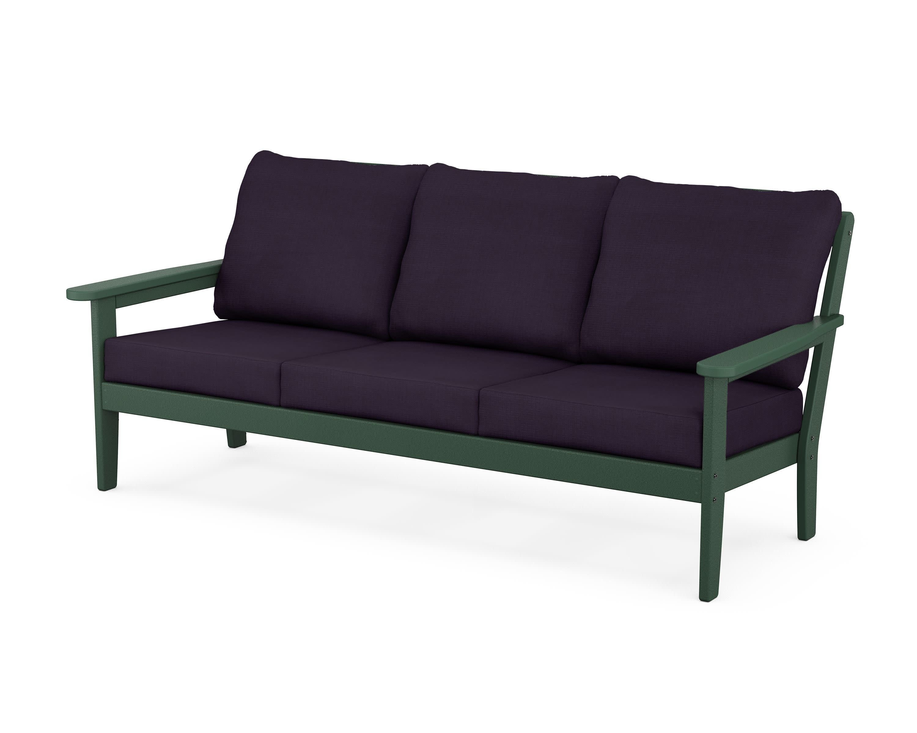 Cottage Deep Seating Sofa in Green / Navy Linen