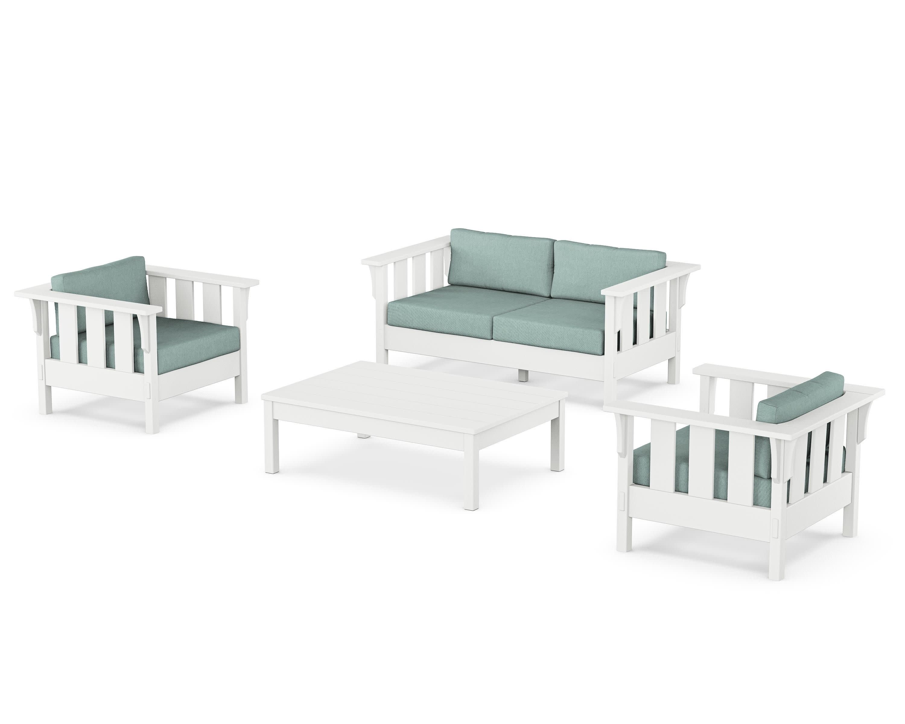 Acadia 4-Piece Deep Seating Set with Loveseat in White / Glacier Spa