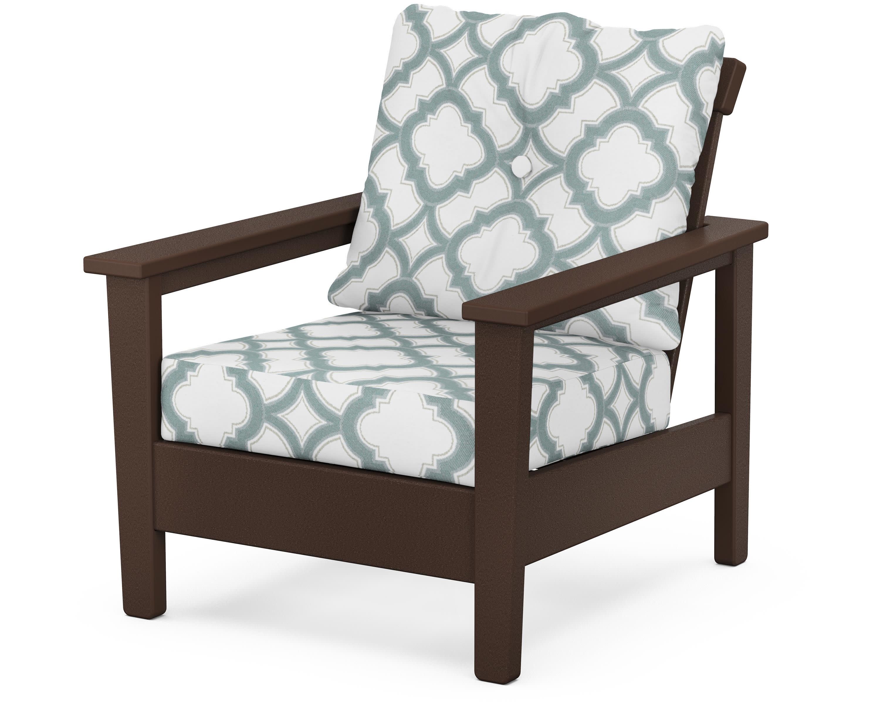 Prescott Deep Seating Chair in Mahogany / Trellis Glacier Spa