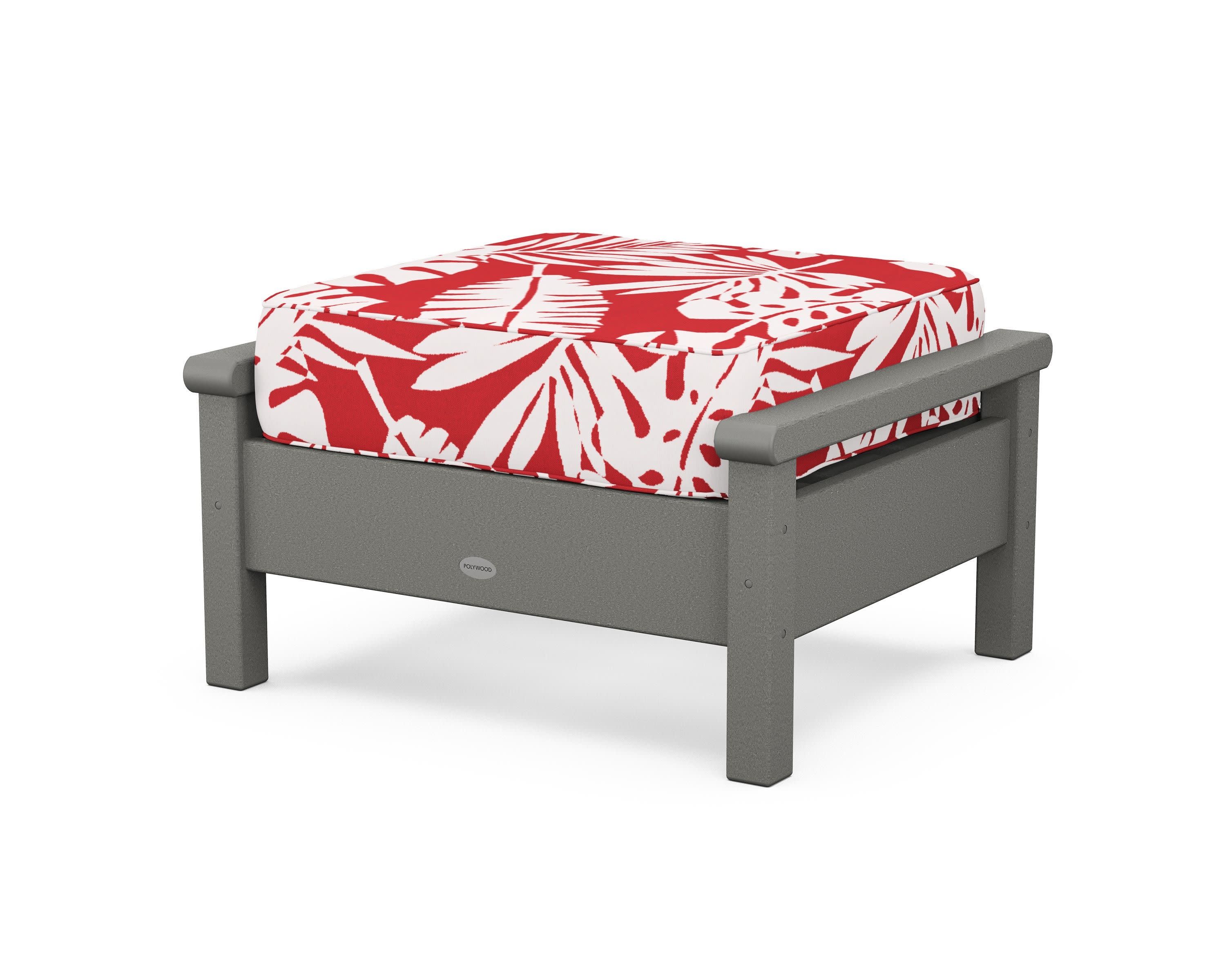 Harbour Deep Seating Ottoman in Slate Grey / Leaf Crimson