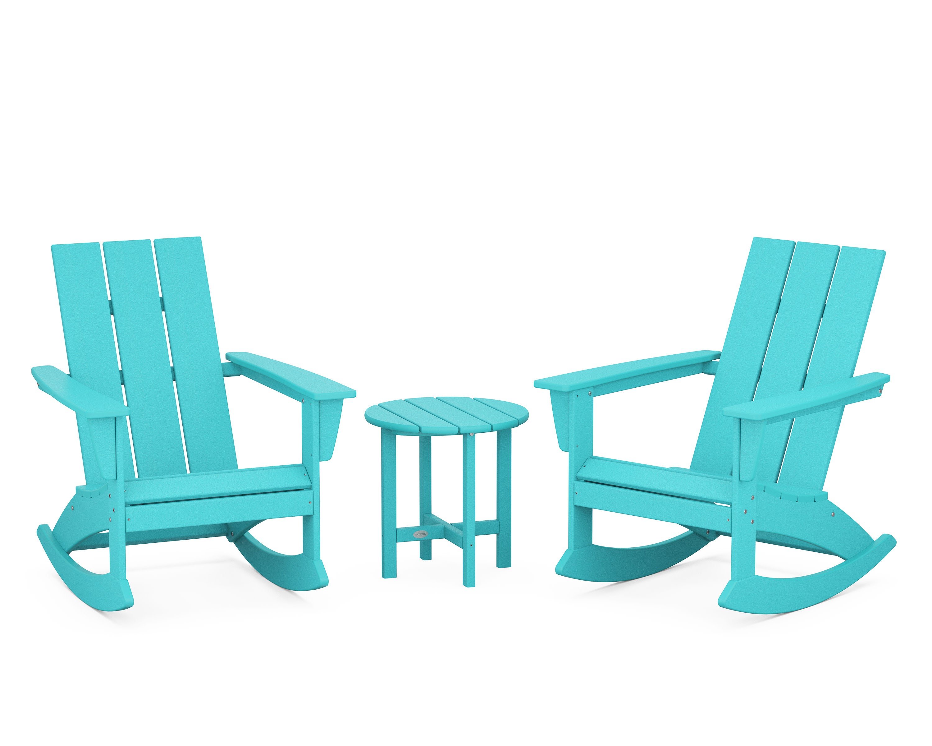 Modern 3-Piece Adirondack Rocking Chair Set in Aruba