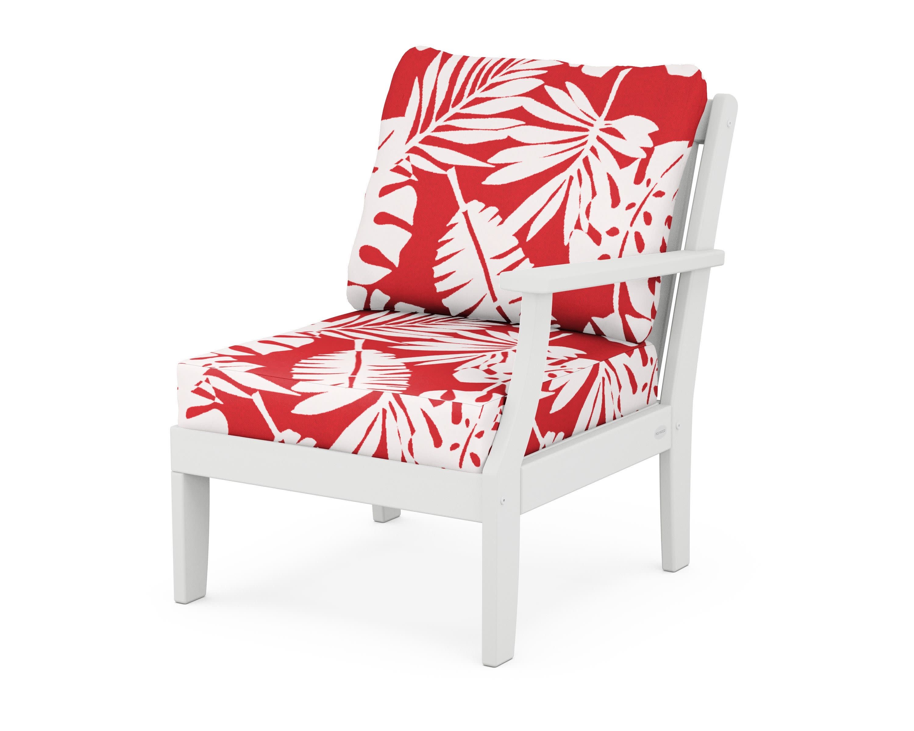 Braxton Modular Right Arm Chair in White / Leaf Crimson