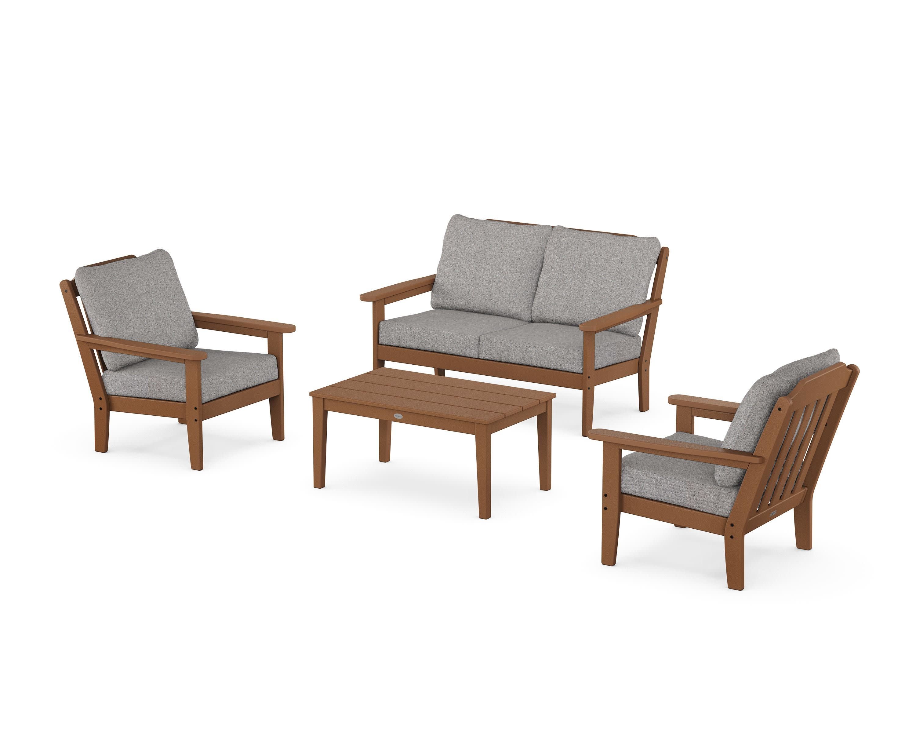 Cottage 4-Piece Deep Seating Set with Loveseat in Teak / Grey Mist