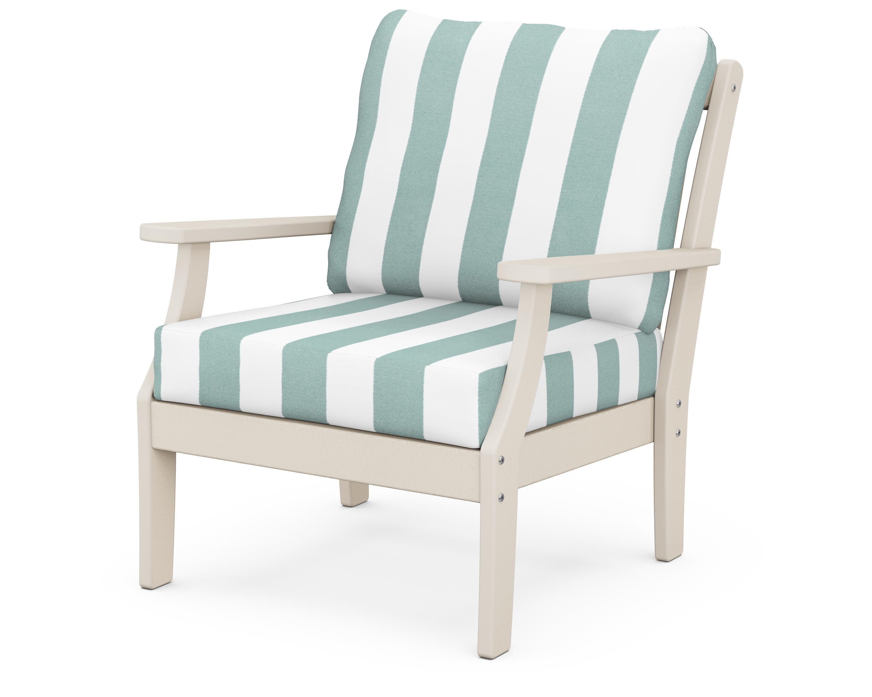 Braxton Deep Seating Chair in Sand / Cabana Stripe Glacier Spa