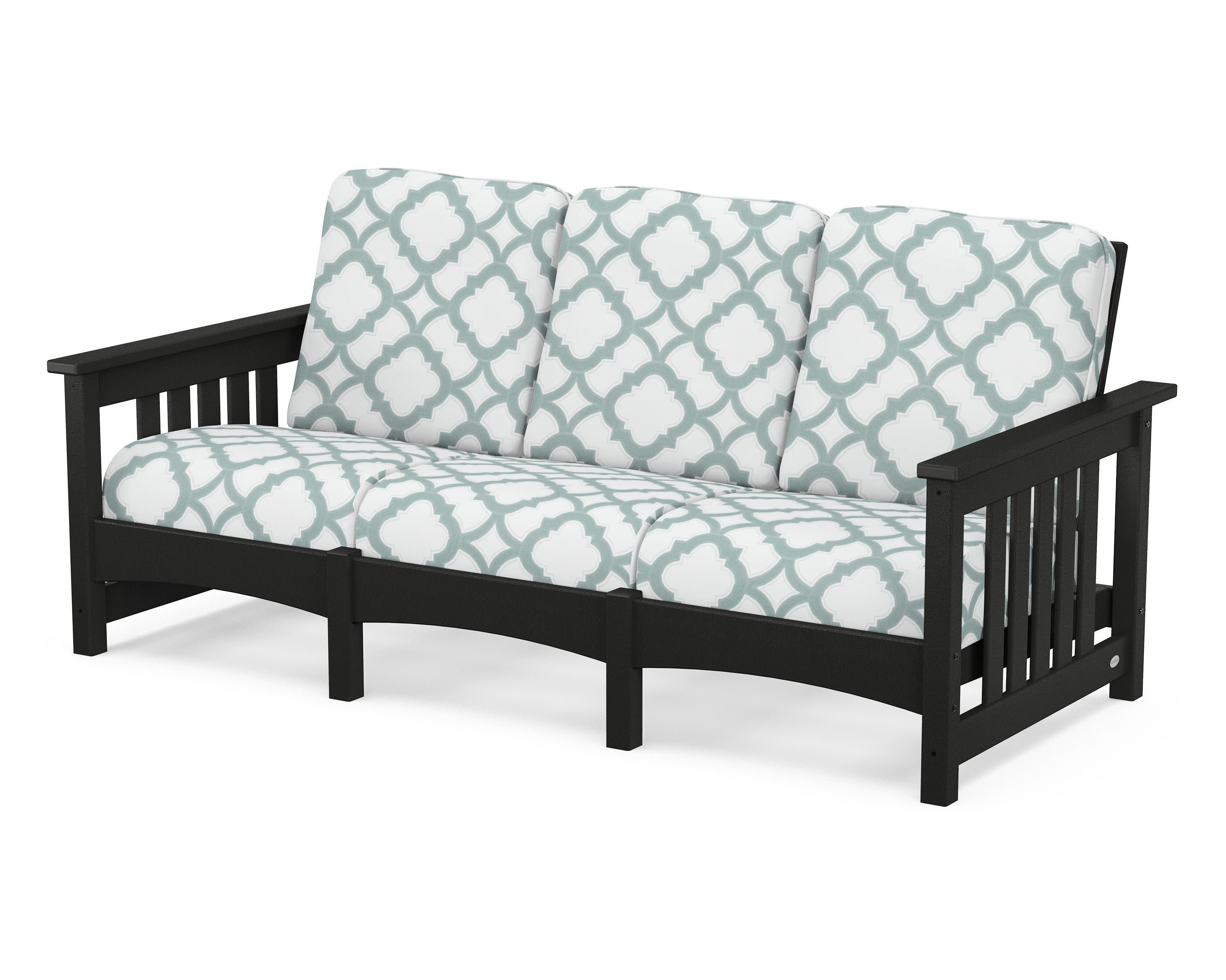 Club Mission Sofa in Black / Trellis Glacier Spa