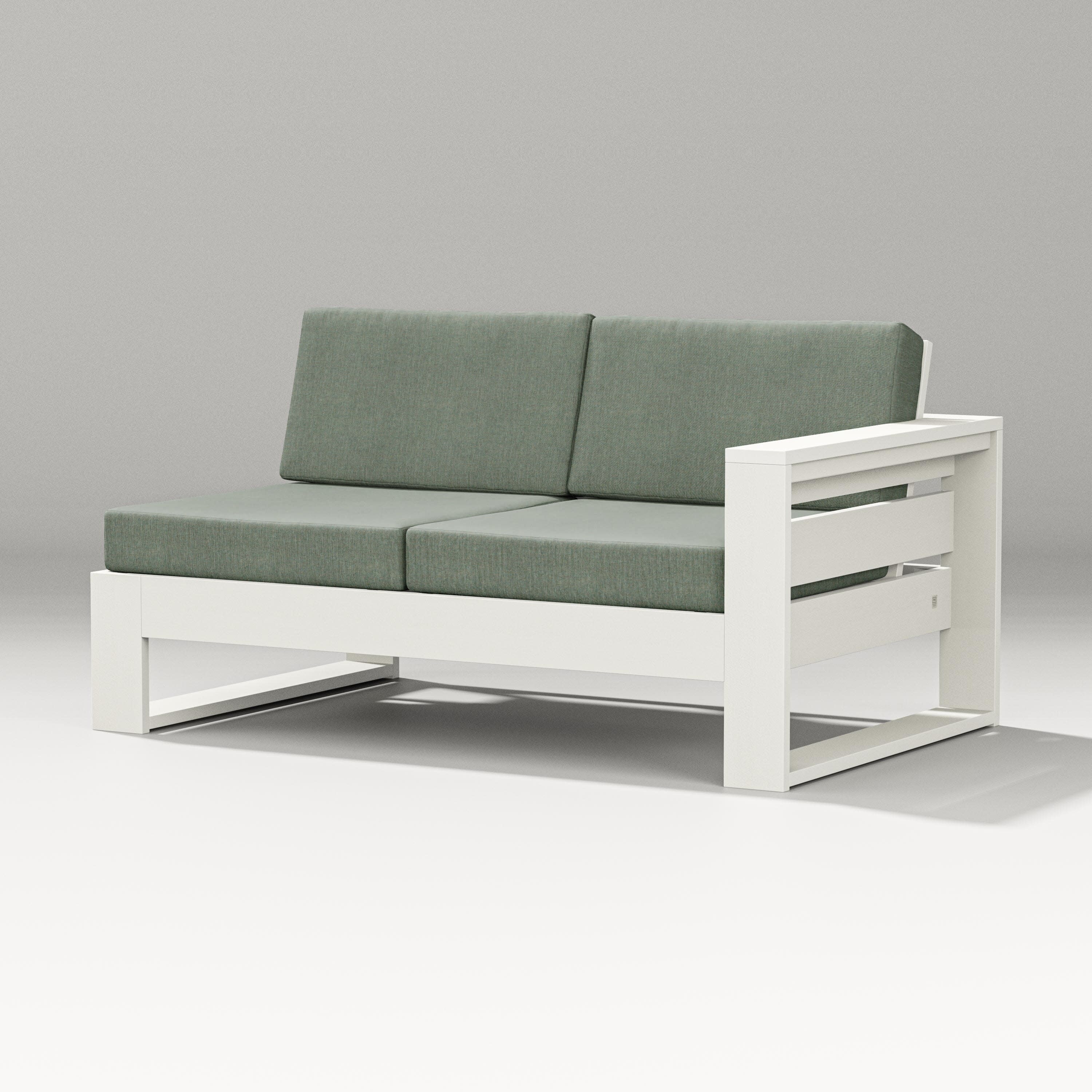 Latitude Modular Right Arm Loveseat in Vintage White / Cast Sage