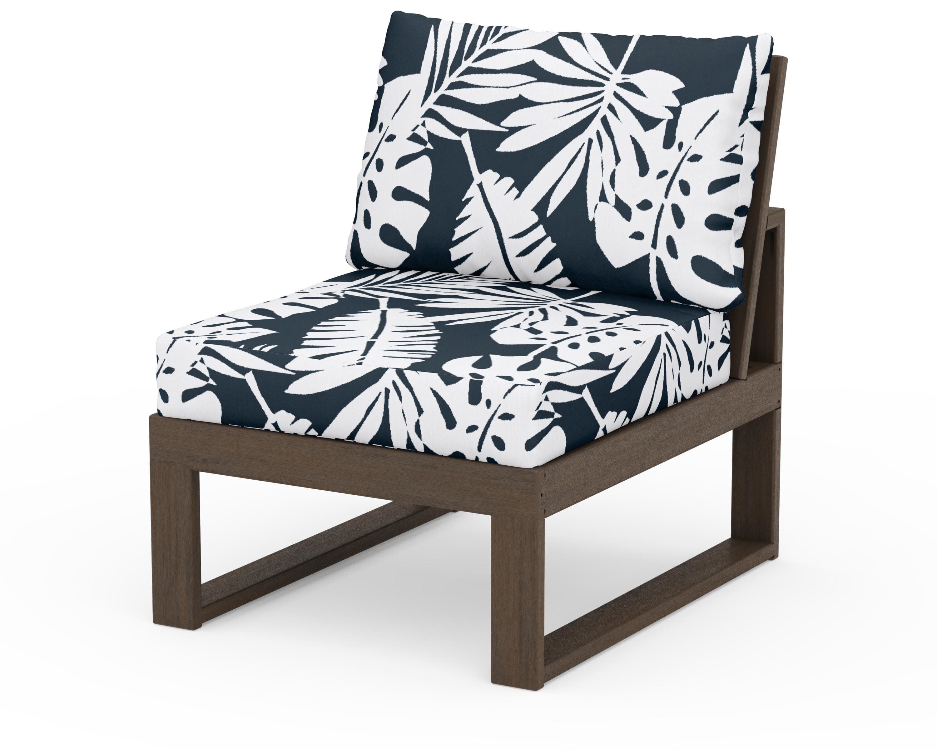 Modular Armless Chair in Kona / Leaf Marine Indigo