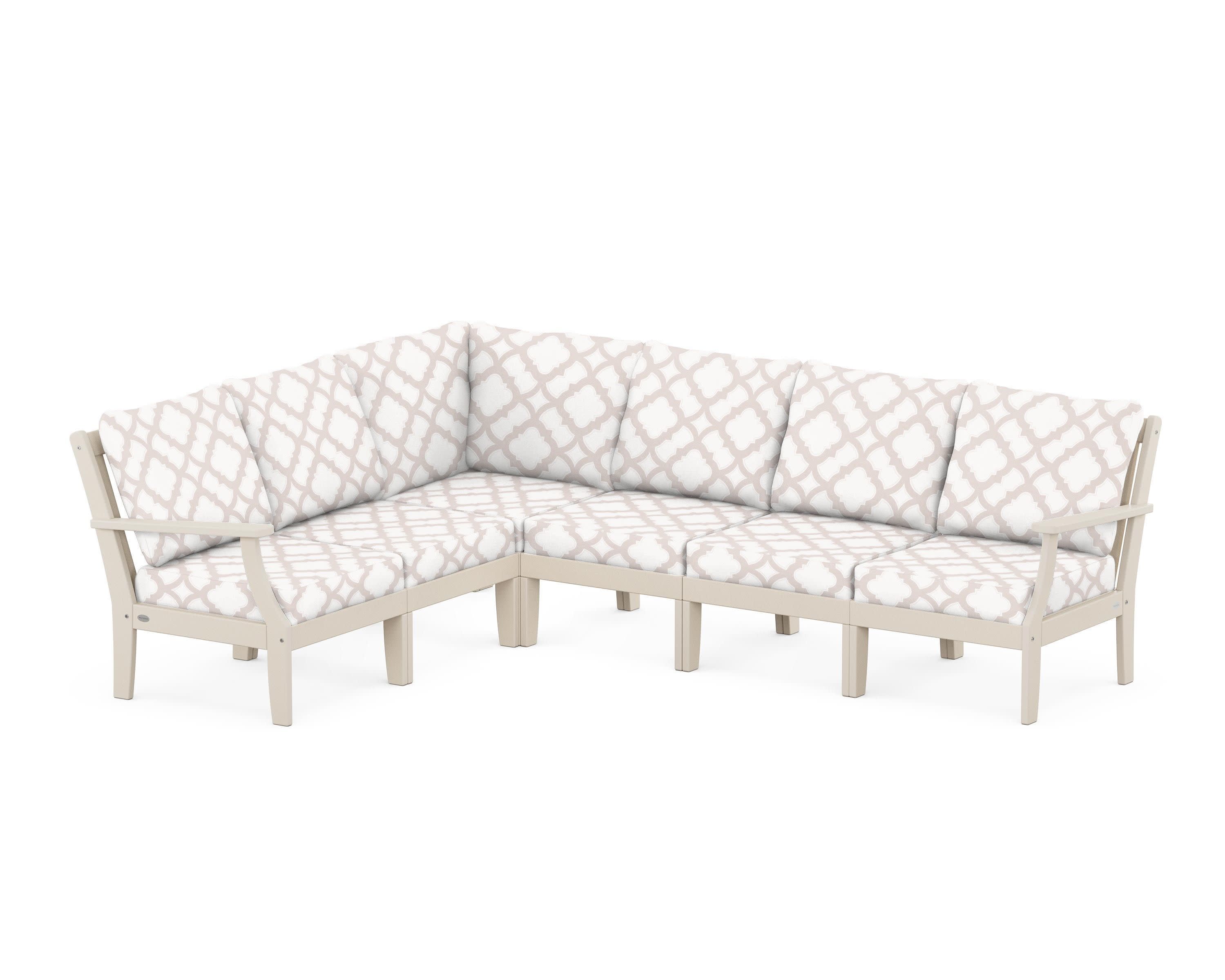 Braxton Modular 6-Piece Deep Seating Set in Sand / Trellis Dune Burlap
