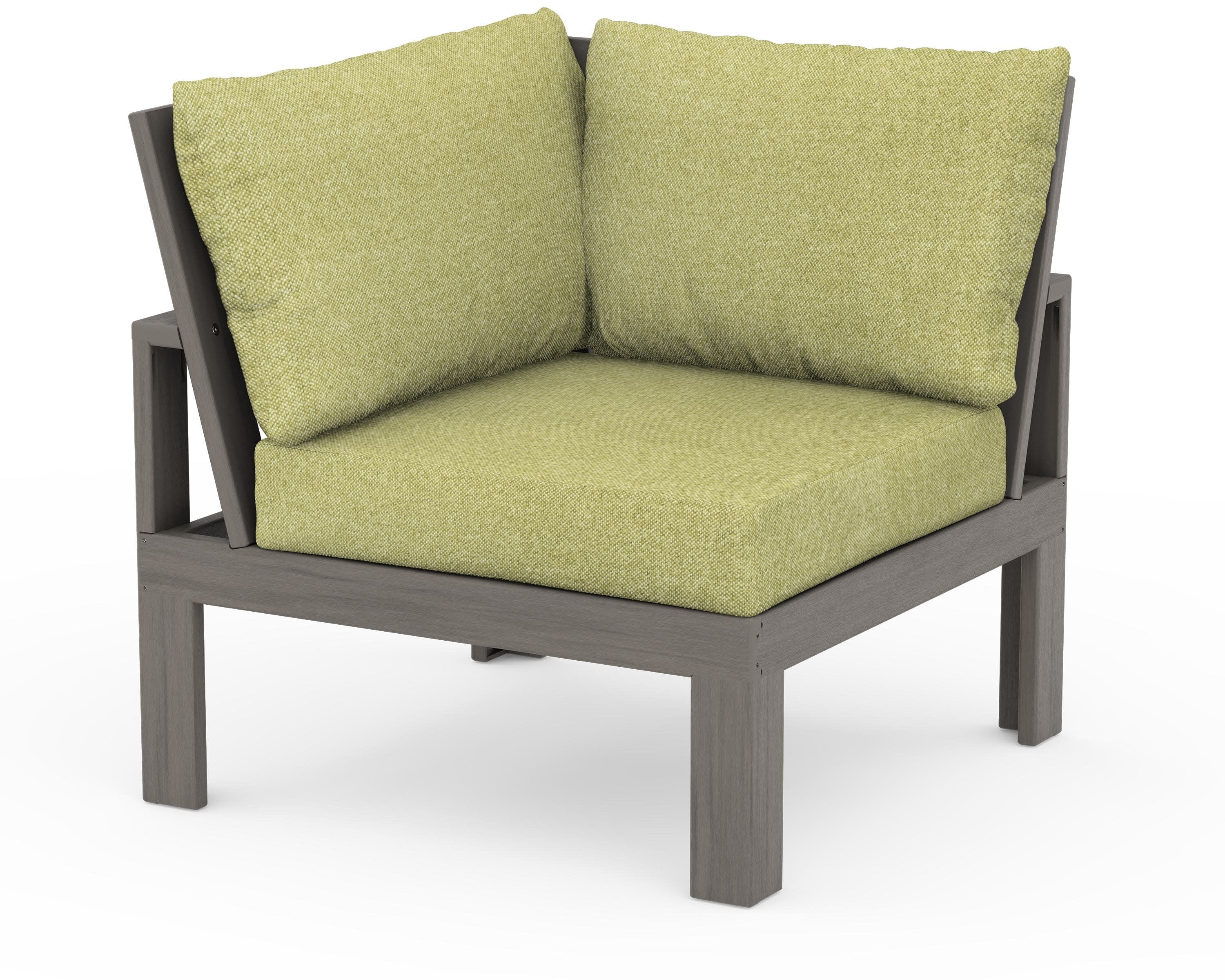Modular Corner Chair in Driftwood / Chartreuse Boucle