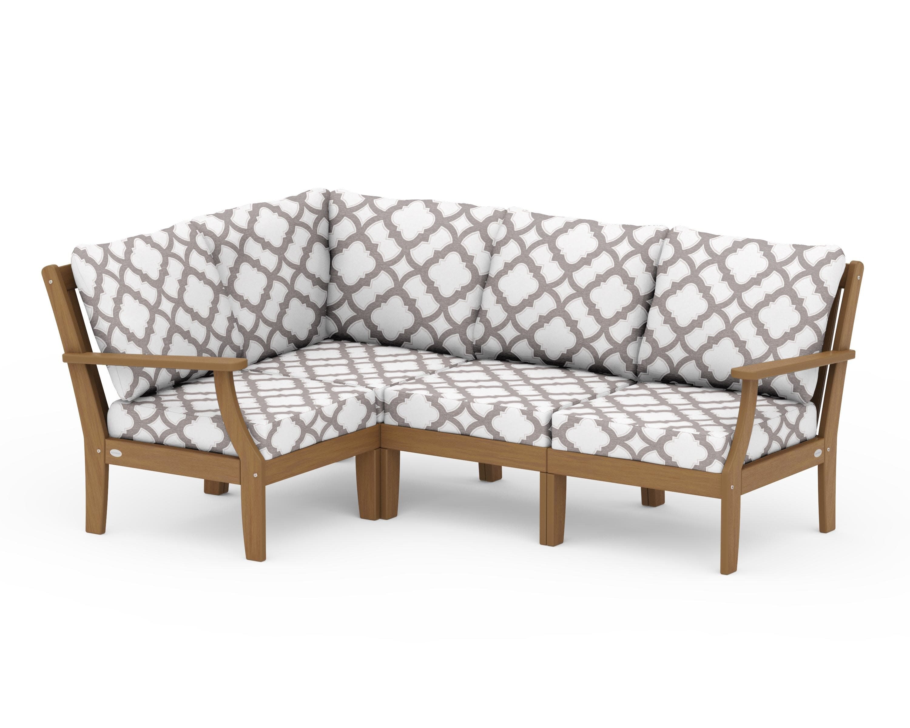 Braxton Modular 4-Piece Deep Seating Set in Natural / Trellis Grey Mist
