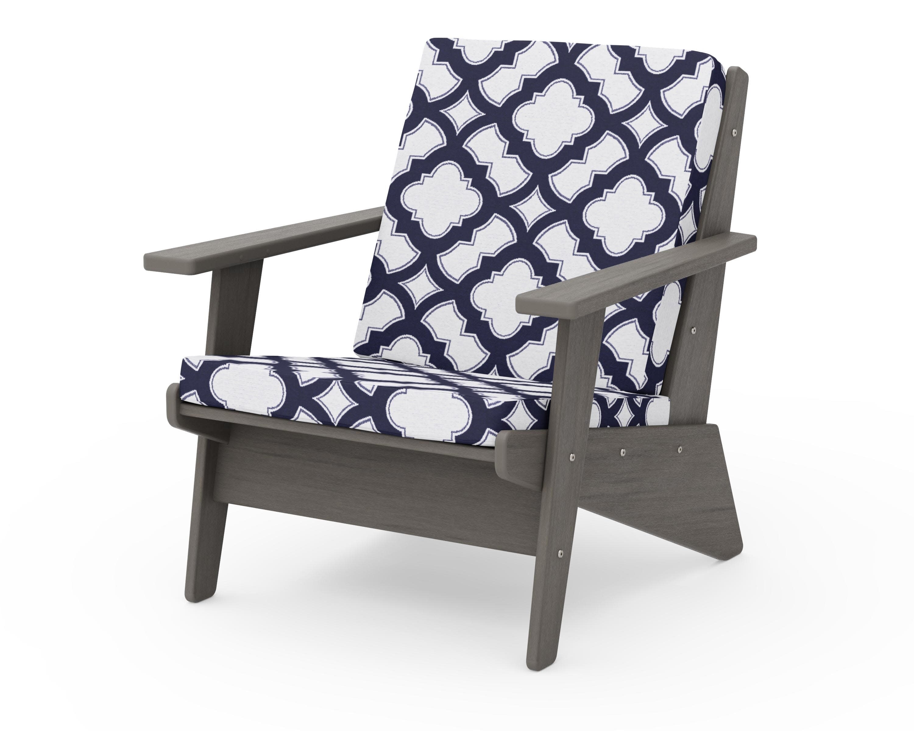 Riviera Modern Lounge Chair in Driftwood / Trellis Navy