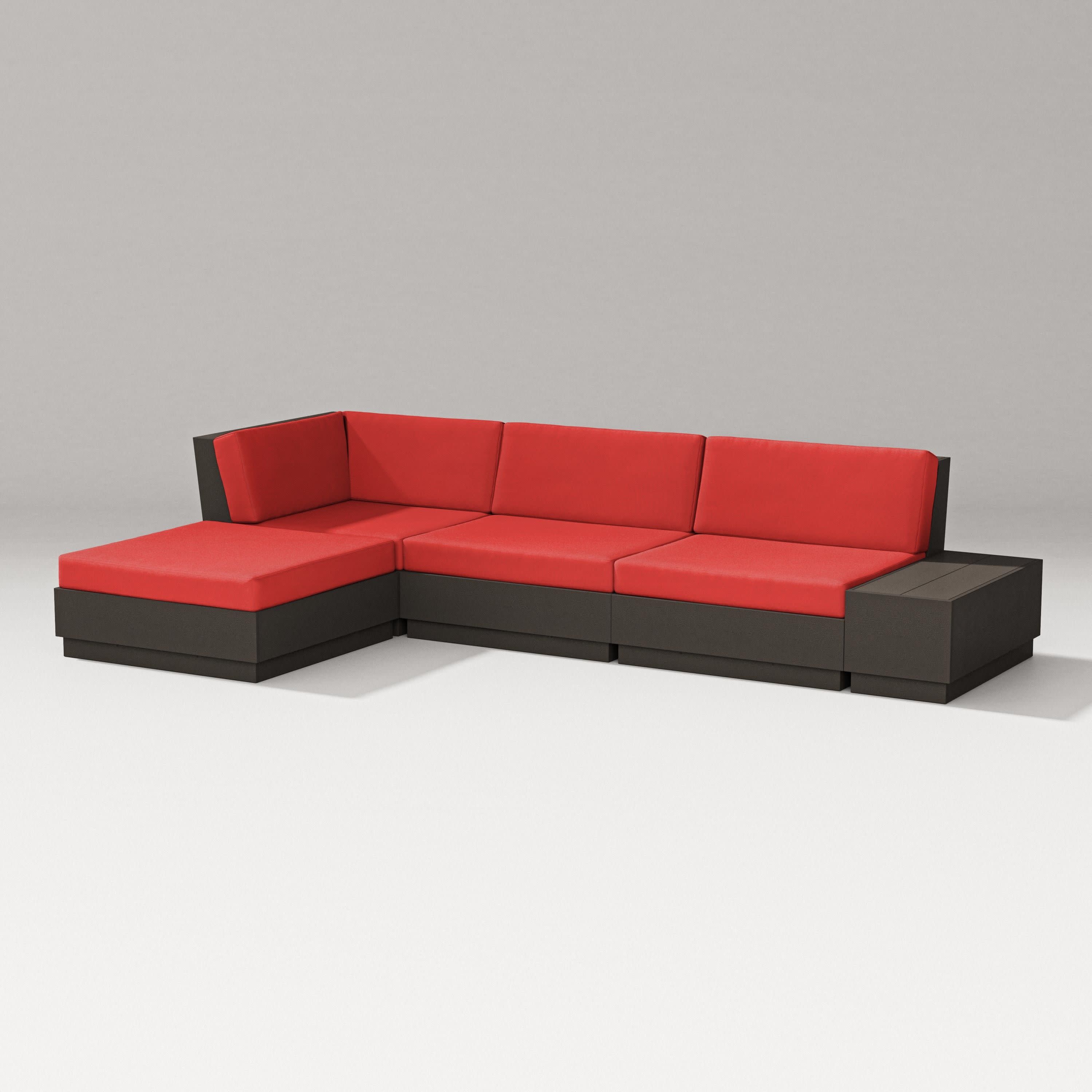 Elevate Chaise Sectional in Vintage Coffee / Crimson Linen