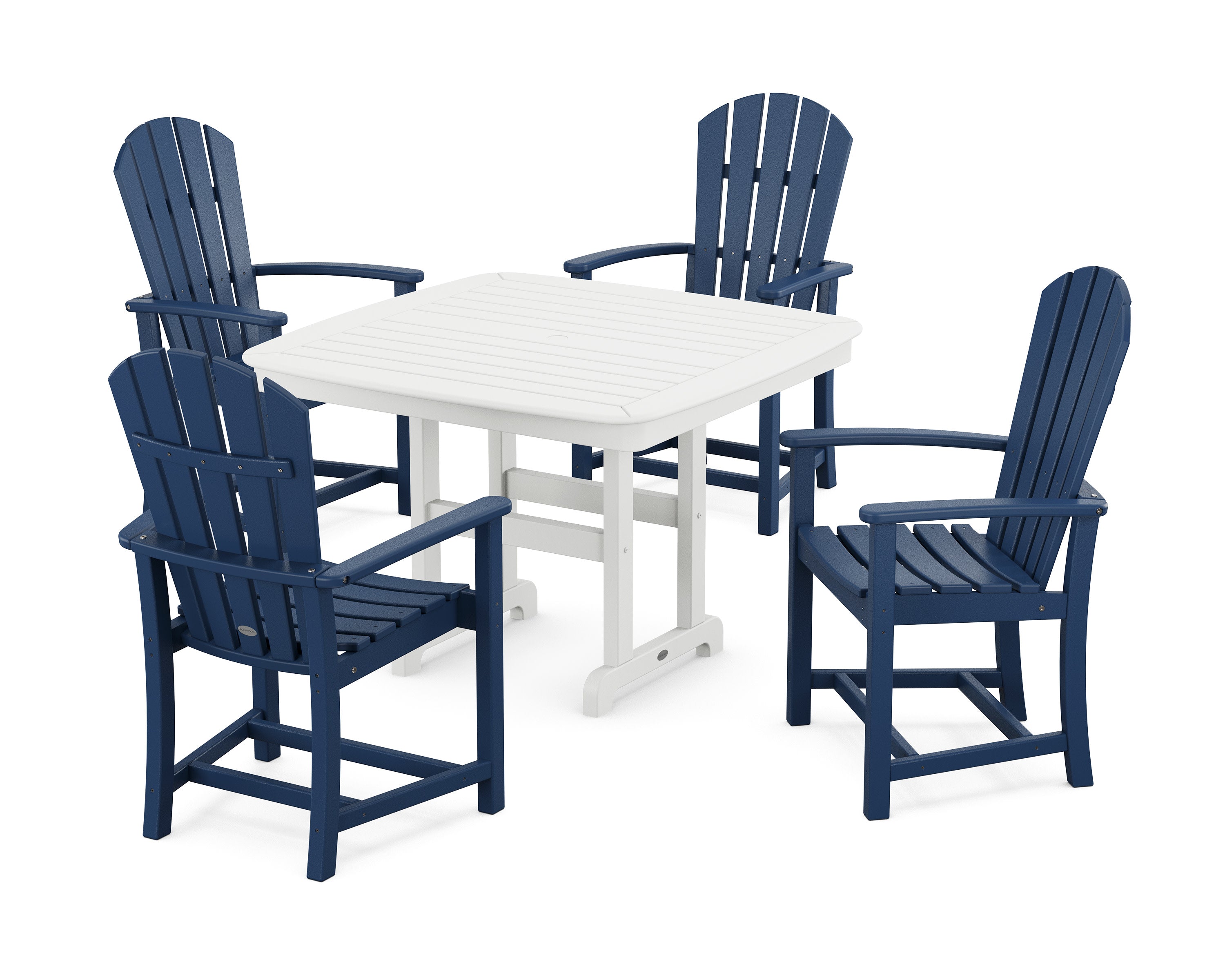 Palm Coast 5-Piece Dining Set with Trestle Legs in Navy / White