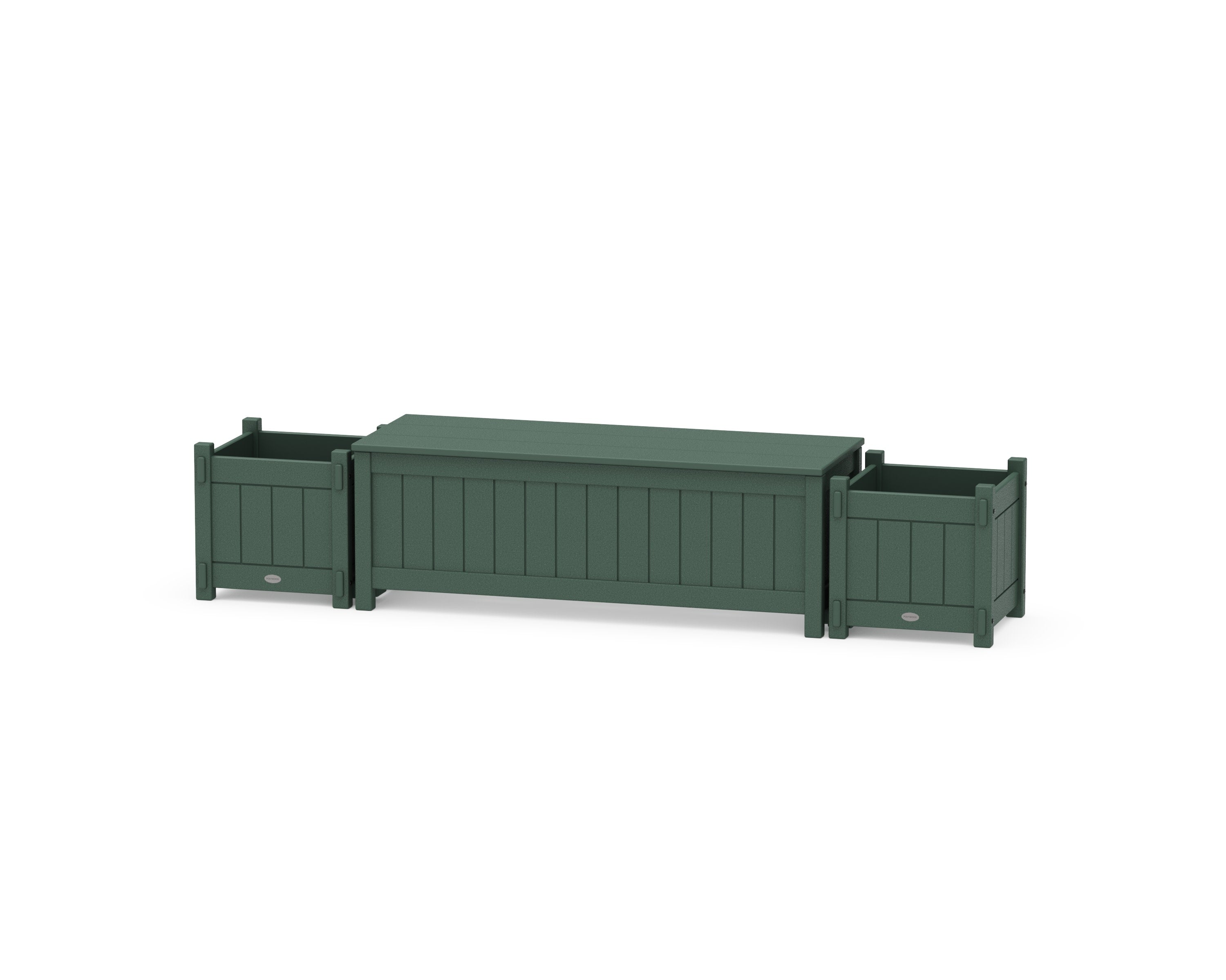 48" Vineyard Straight Planter Storage Bench Set in Green