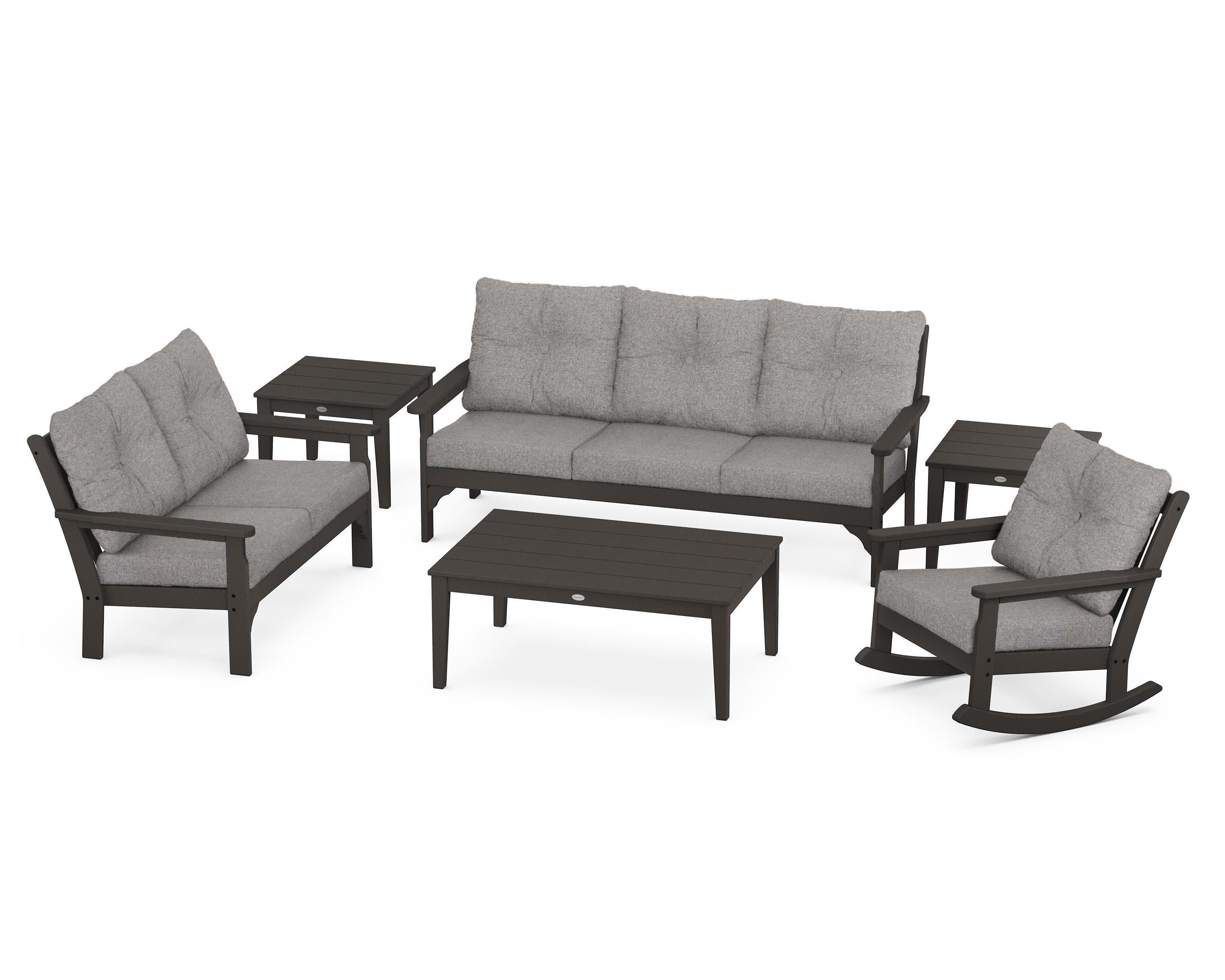 Vineyard 6-Piece Deep Seating Set in Vintage Coffee / Grey Mist