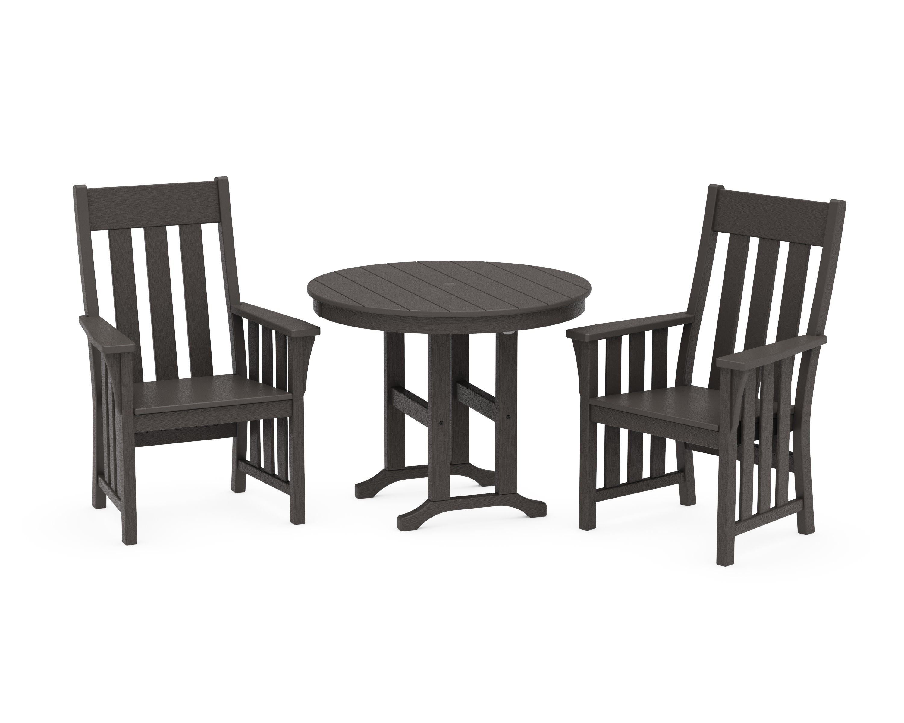 Acadia 3-Piece Farmhouse Dining Set in Vintage Coffee