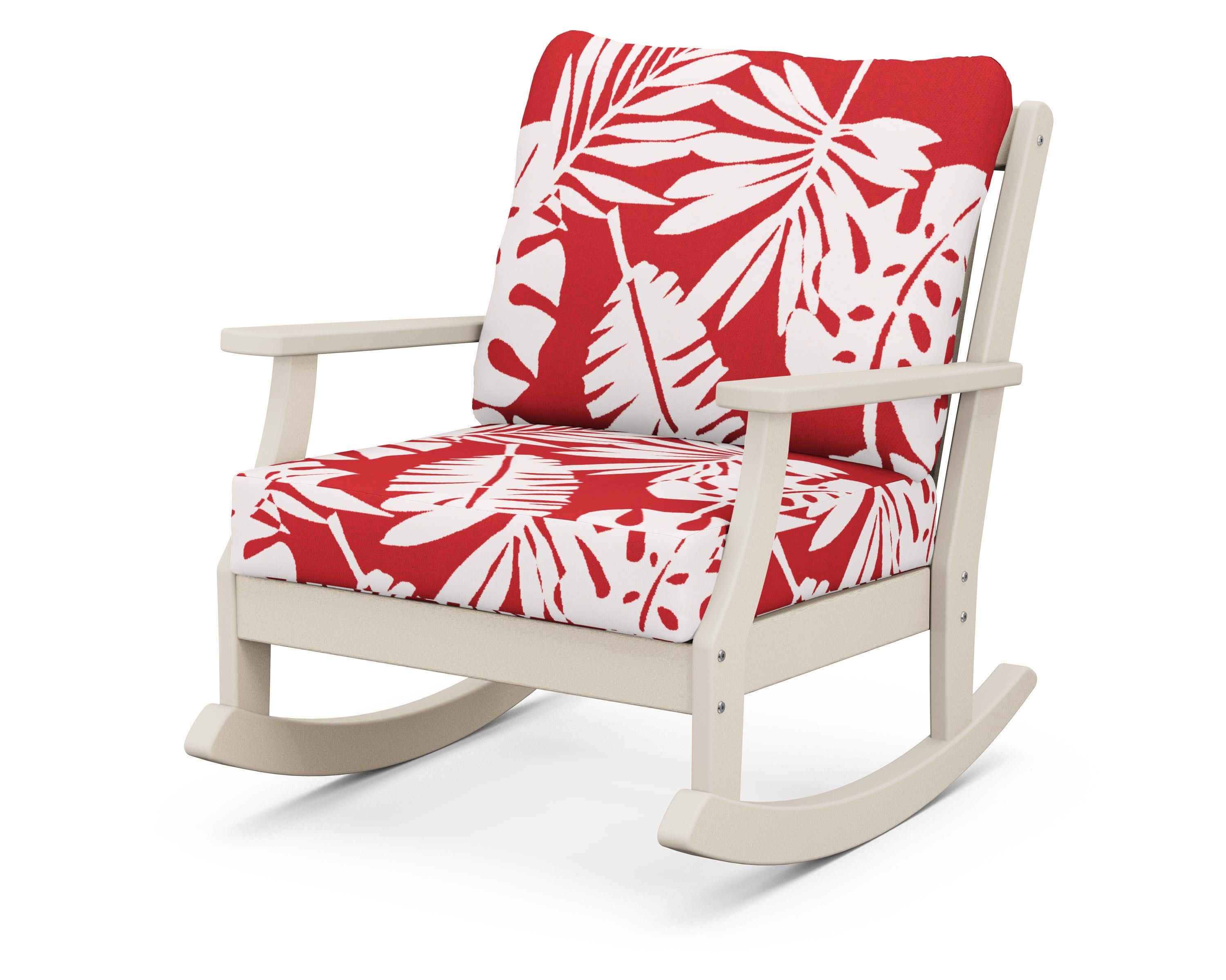 Braxton Deep Seating Rocking Chair in Sand / Leaf Crimson