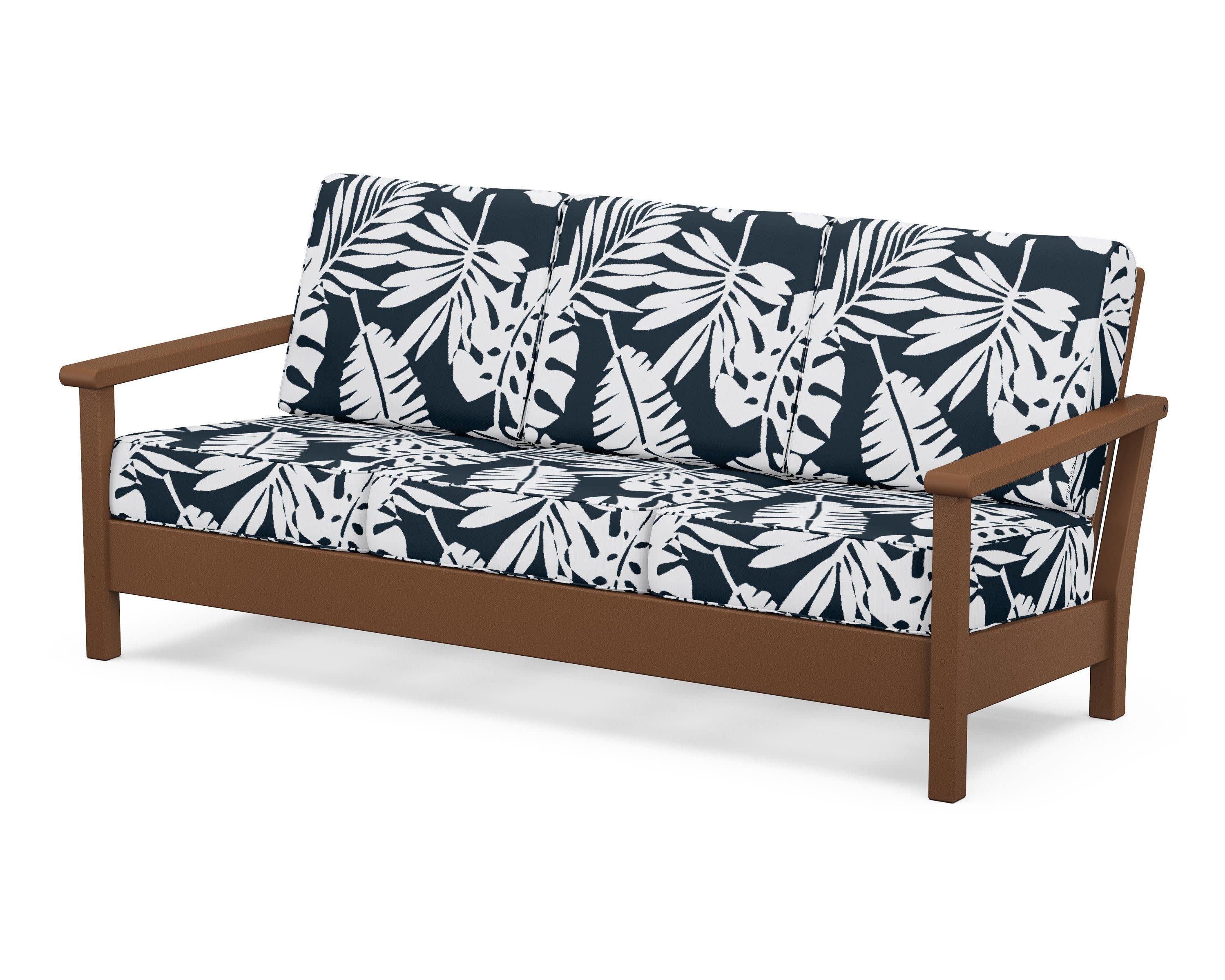 Harbour Deep Seating Sofa in Teak / Leaf Marine Indigo