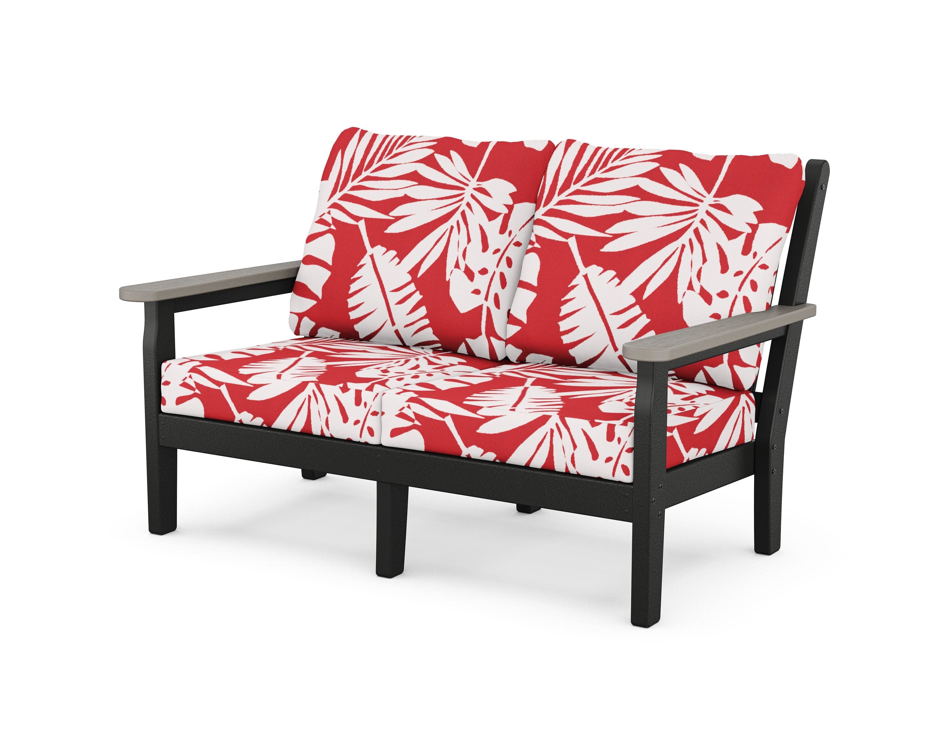 Chippendale Deep Seating Loveseat in Black / Driftwood / Leaf Crimson