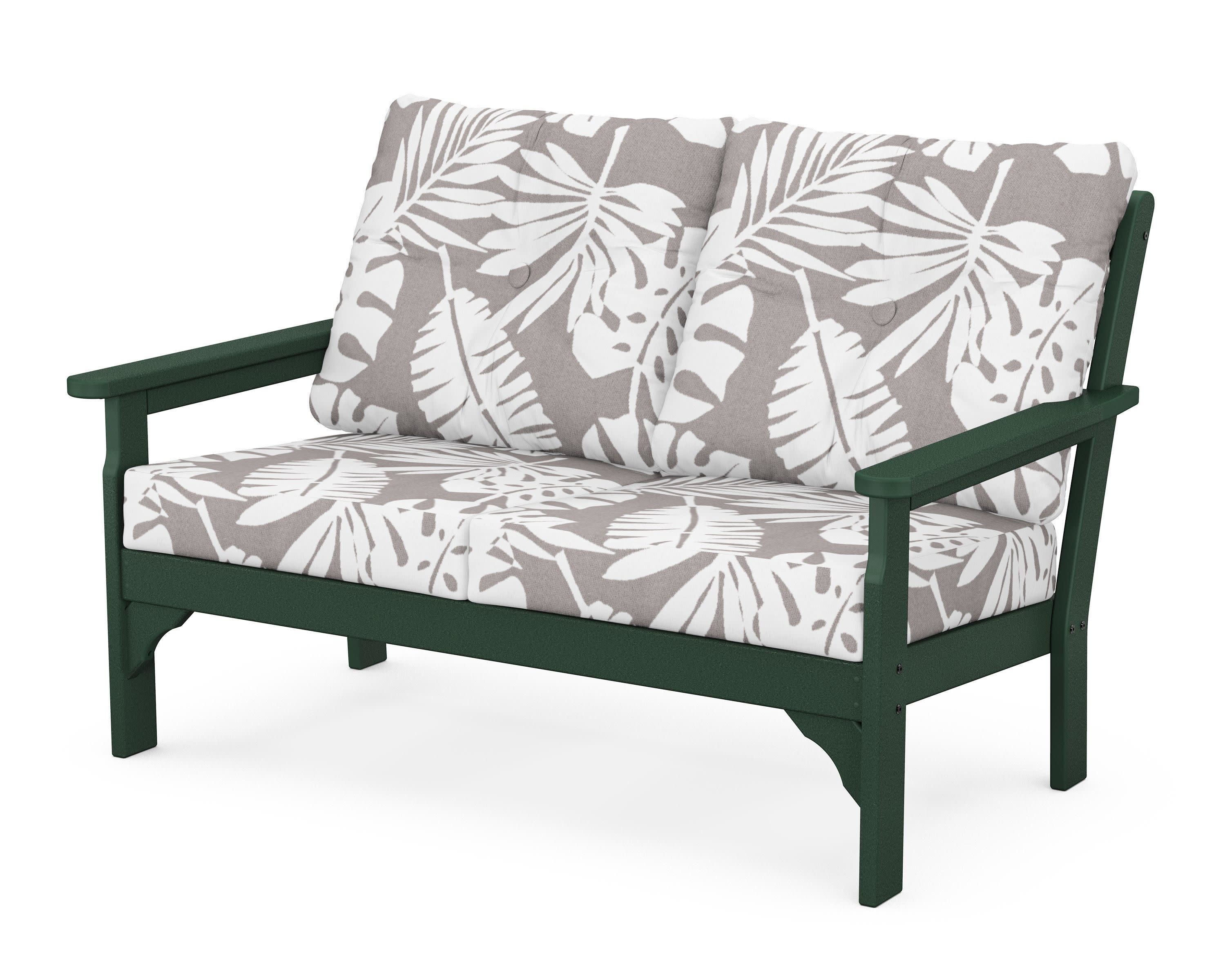 Vineyard Deep Seating Loveseat in Green / Leaf Grey Mist