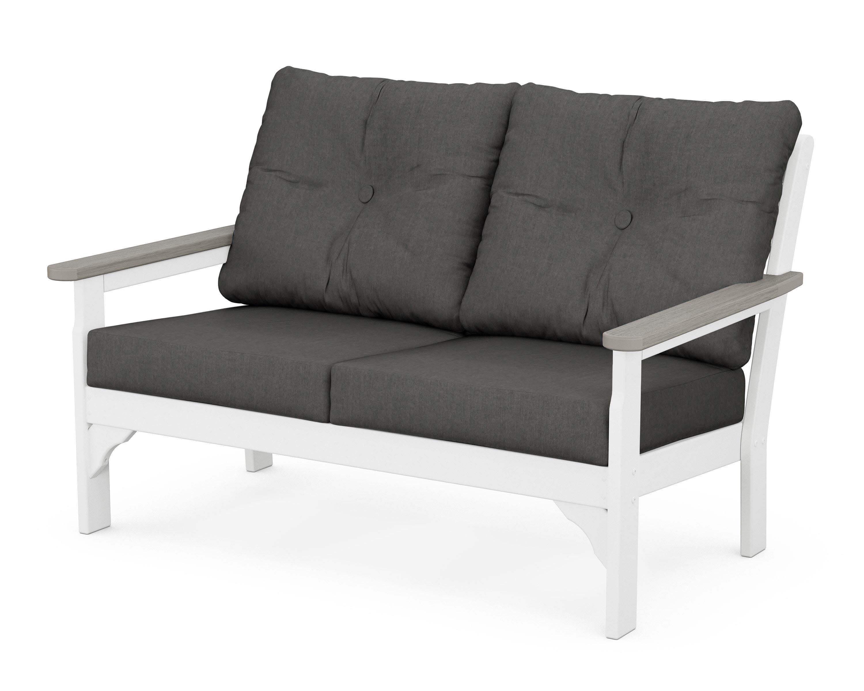 Vineyard Deep Seating Loveseat in White / Driftwood / Spectrum Carbon