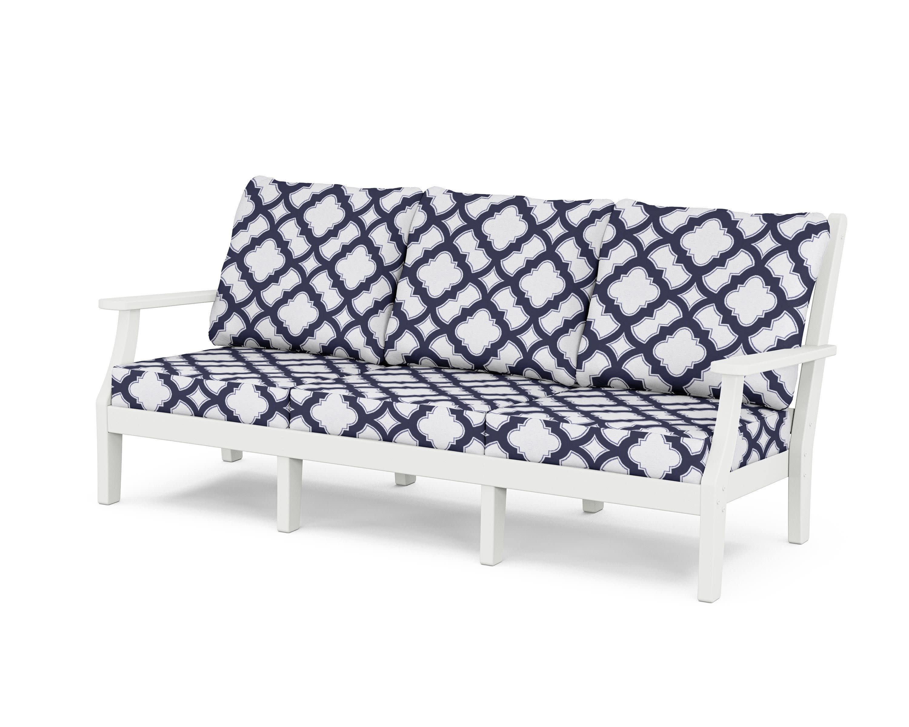 Wovendale Deep Seating Sofa in White / Trellis Navy