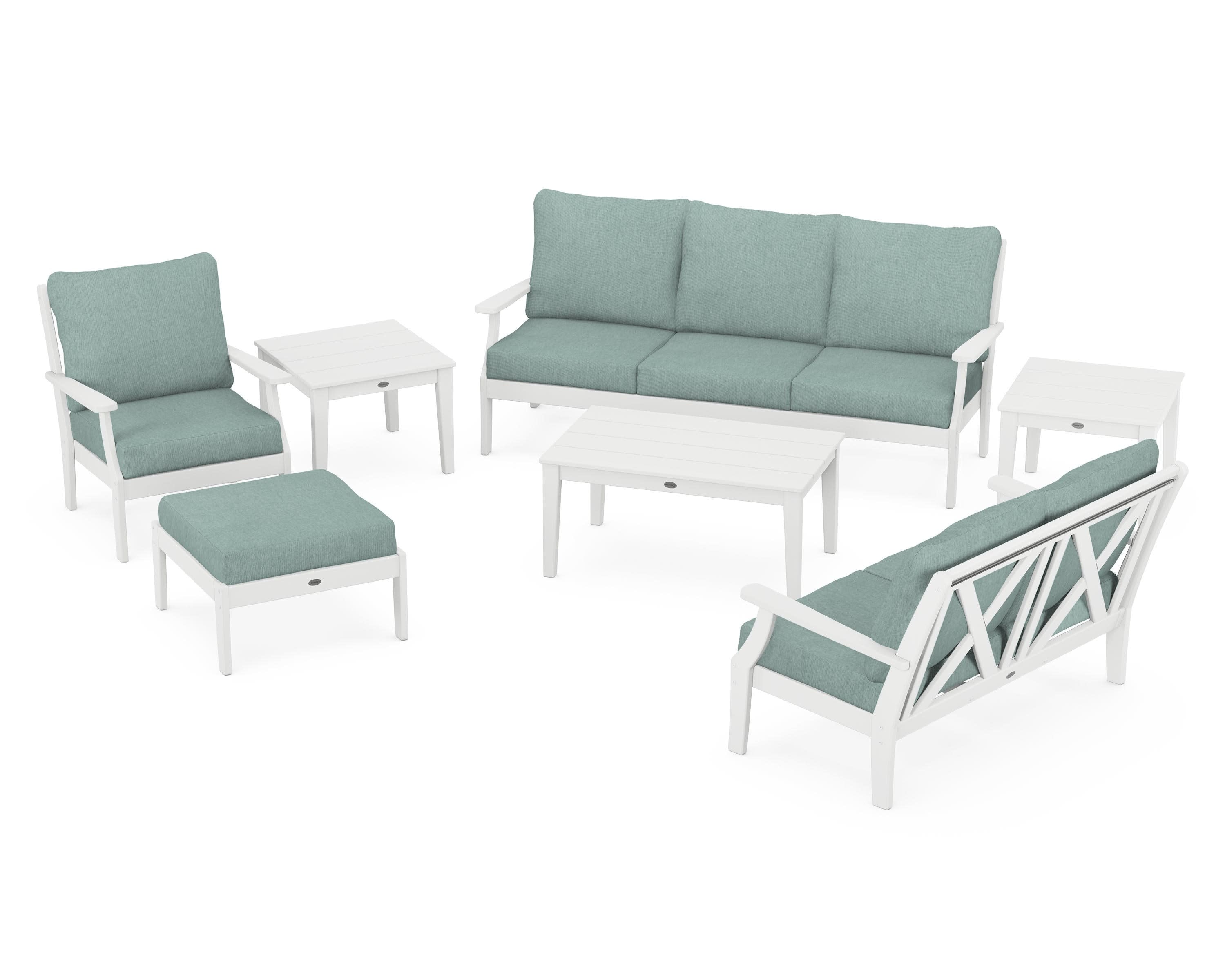 Braxton 7-Piece Deep Seating Set in White / Glacier Spa