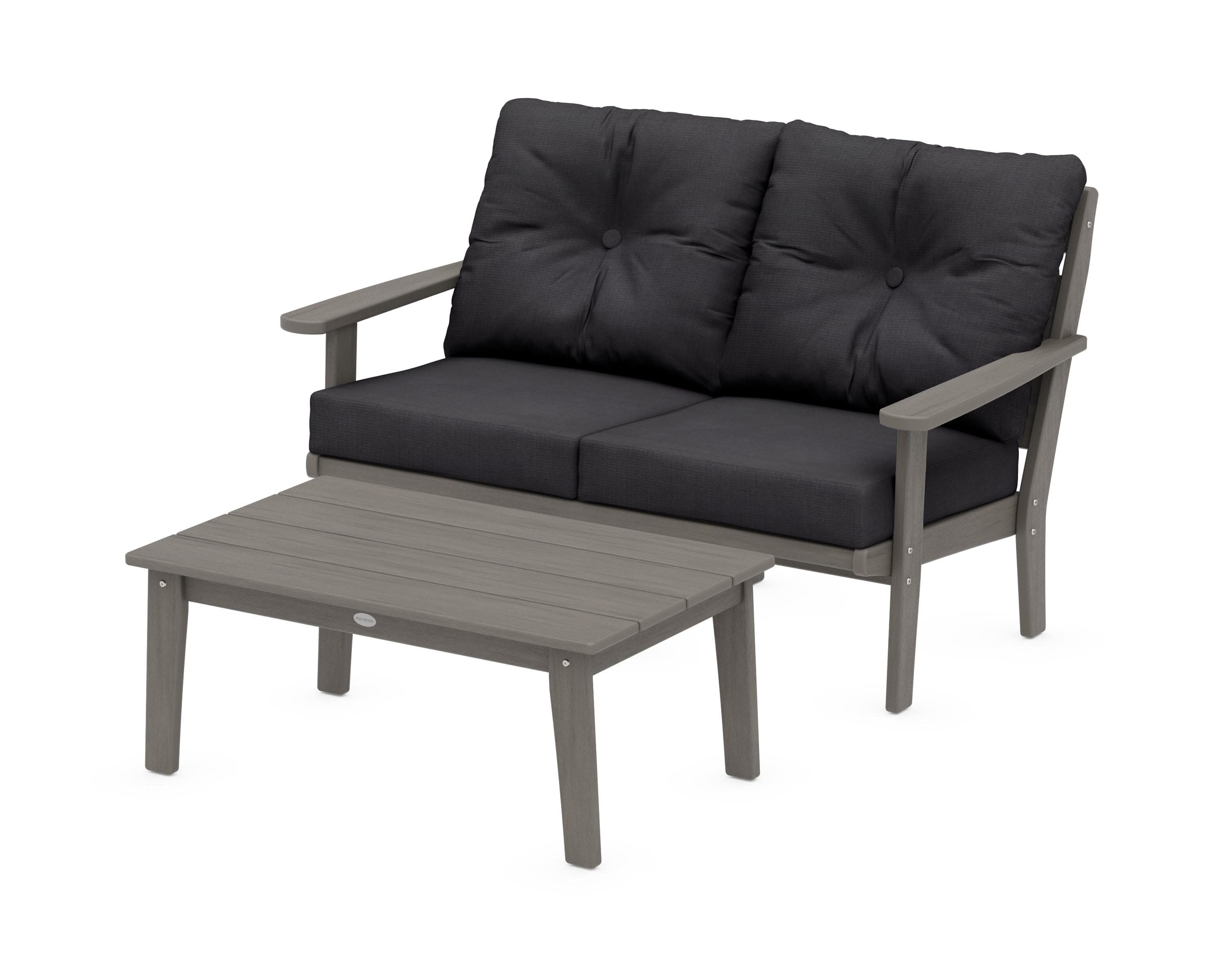 Lakeside 2-Piece Lounge Loveseat Set in Driftwood / Midnight Linen
