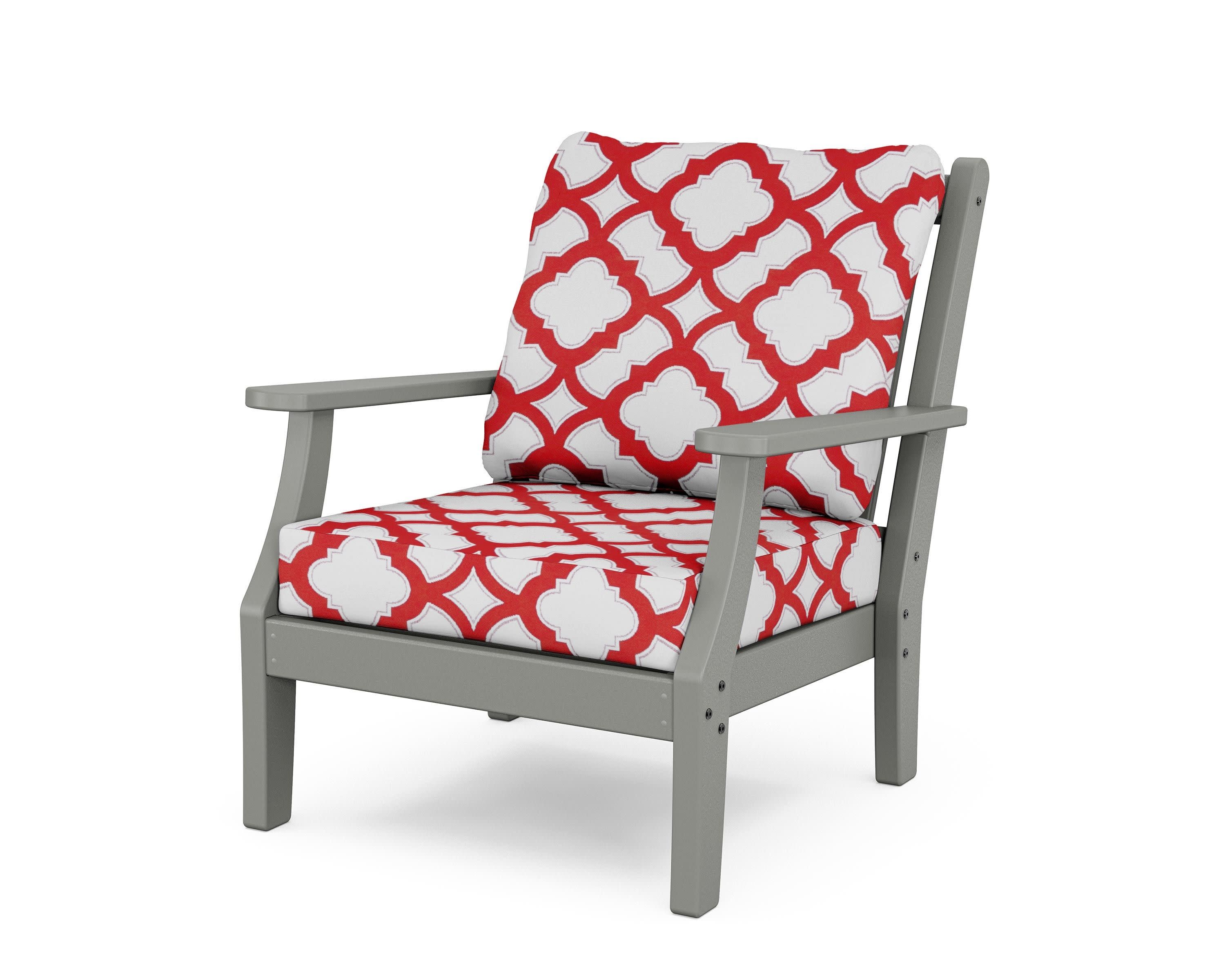 Wovendale Deep Seating Chair in Slate Grey / Trellis Crimson