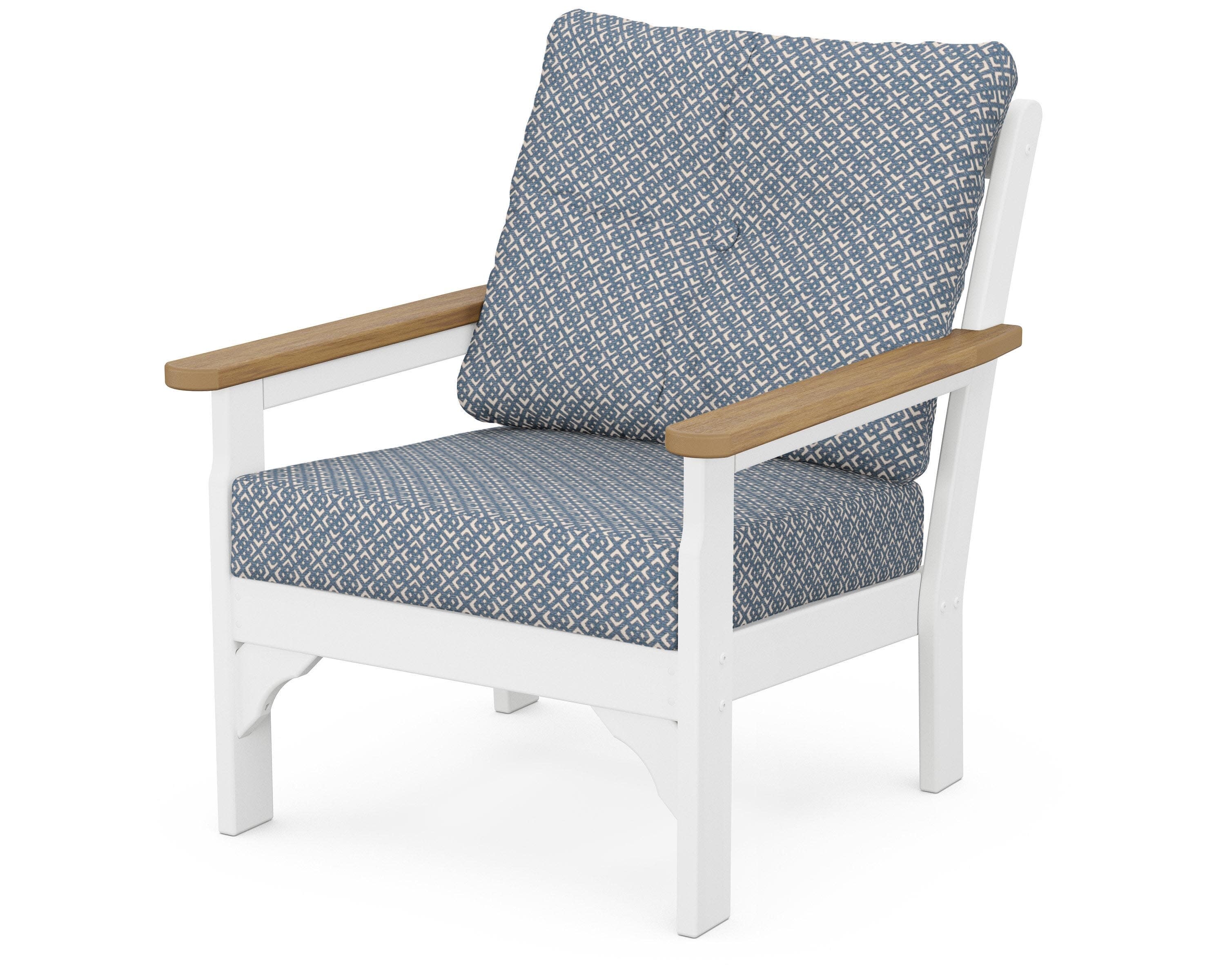 Vineyard Deep Seating Chair in White / Natural / Hopscotch