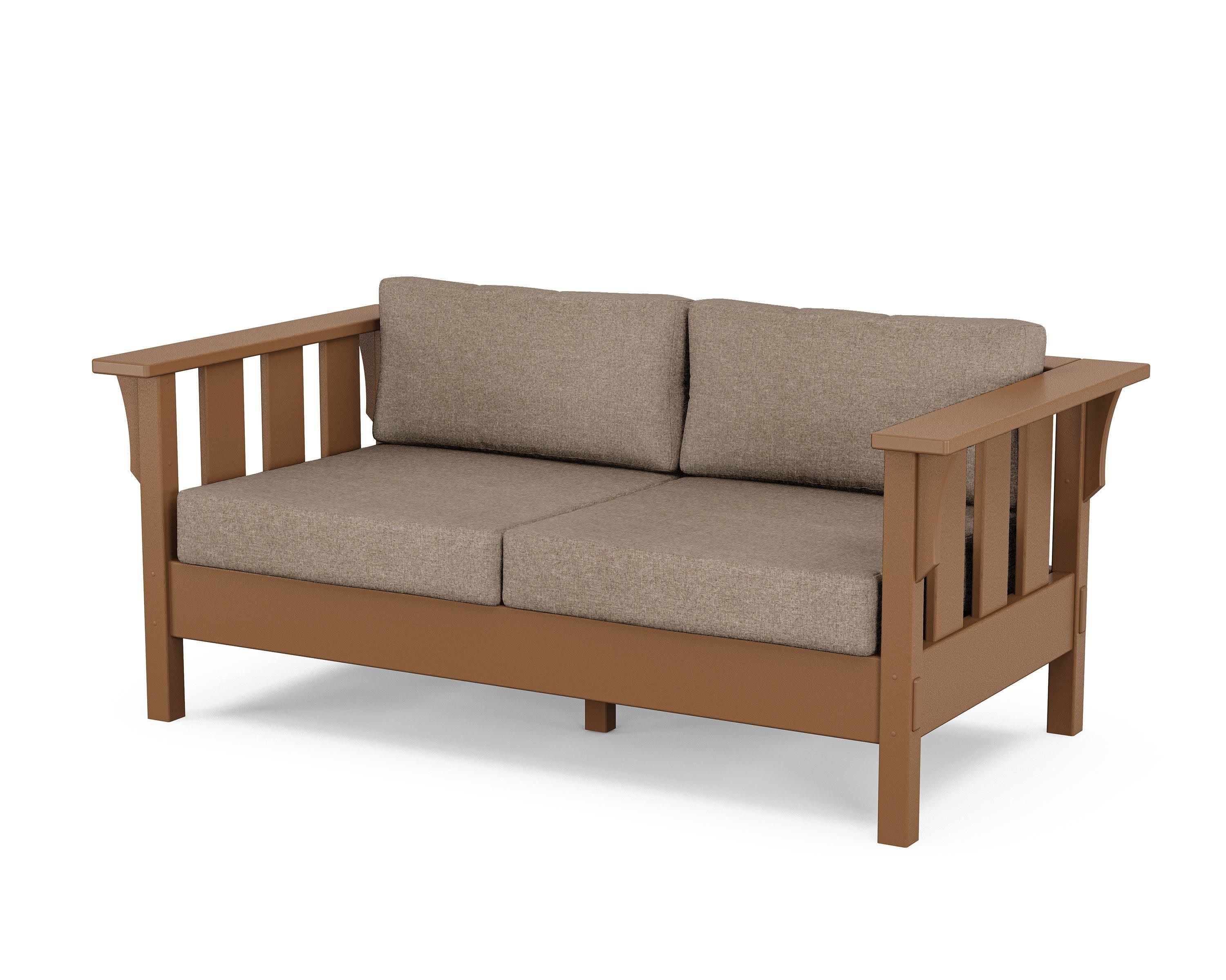 Acadia Deep Seating Loveseat in Teak / Spiced Burlap