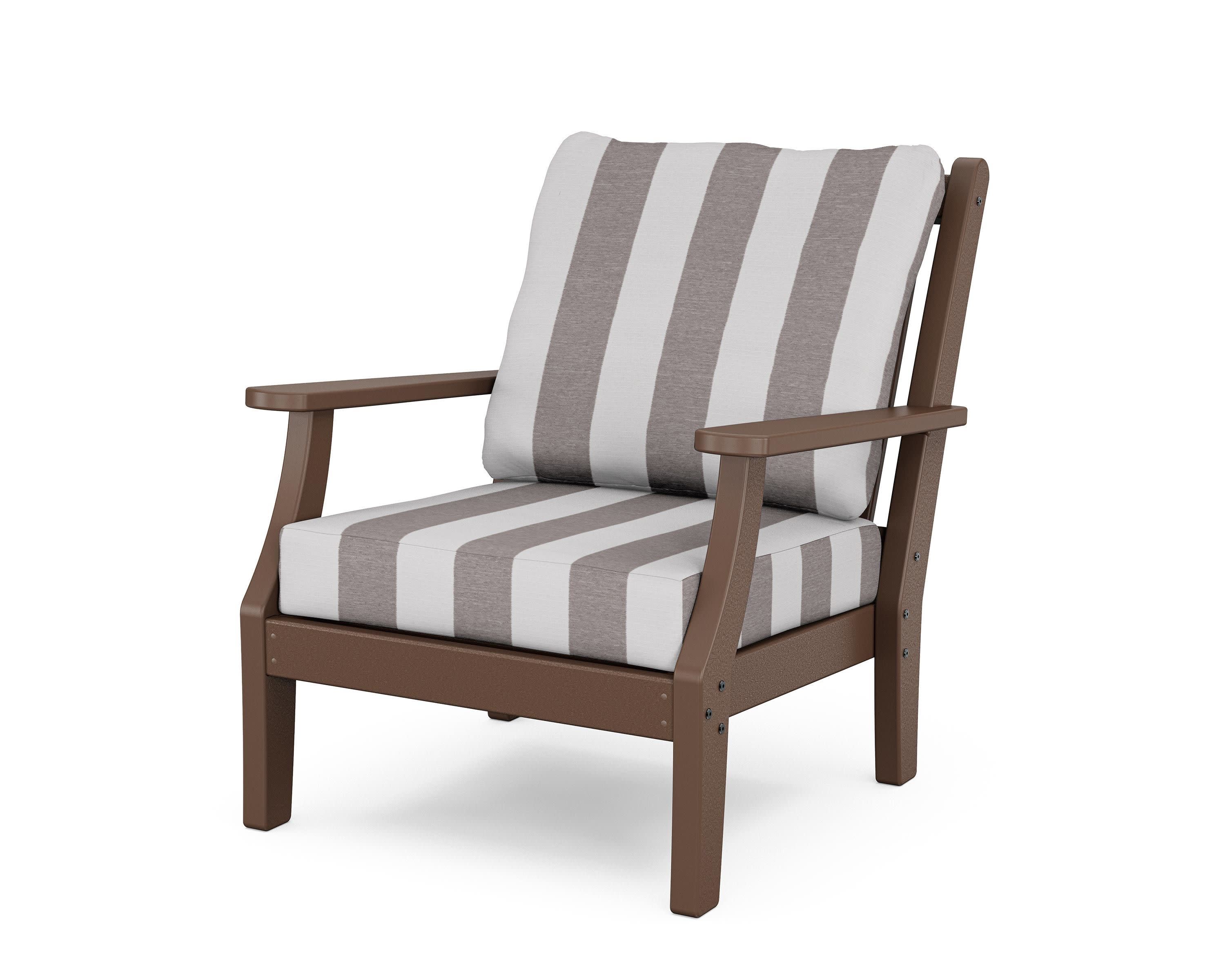 Wovendale Deep Seating Chair in Mahogany / Cabana Stripe Grey Mist