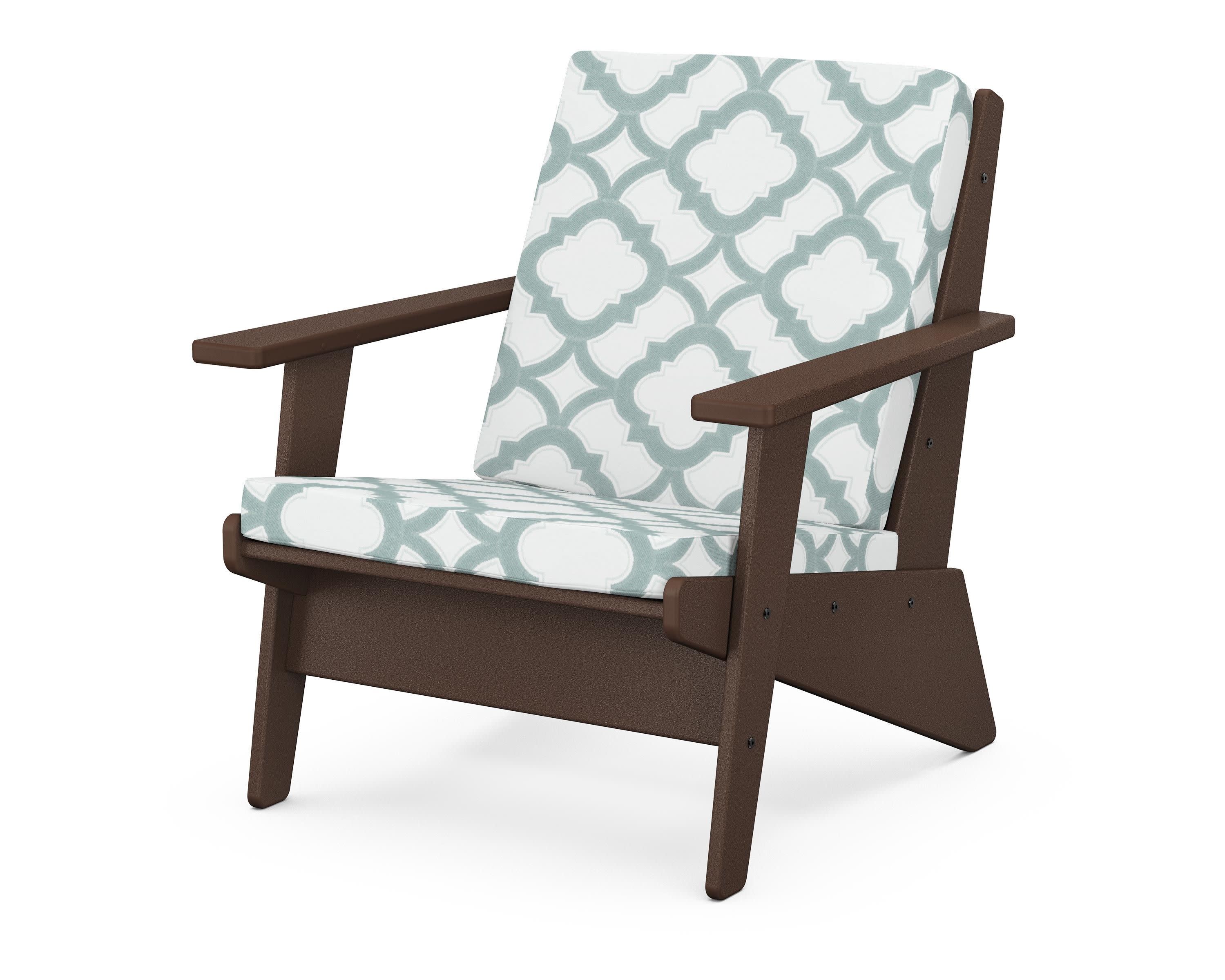 Riviera Modern Lounge Chair in Mahogany / Trellis Glacier Spa