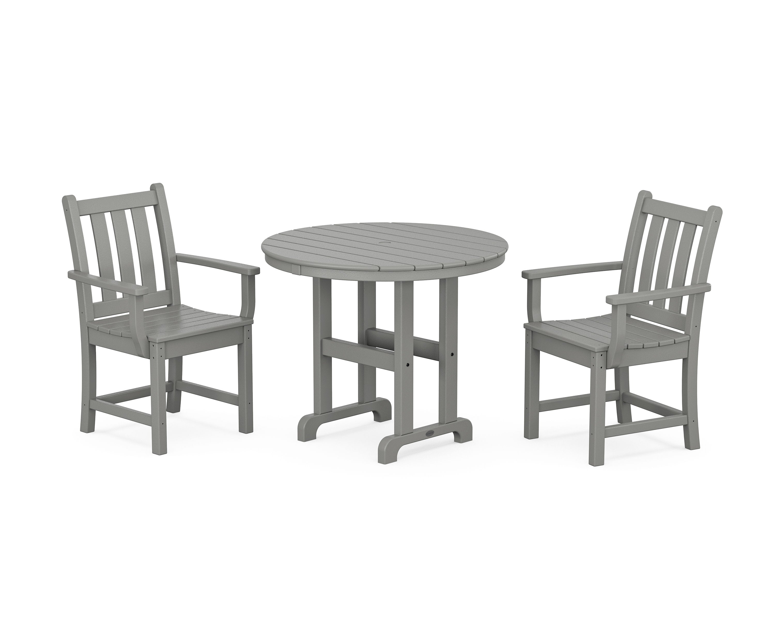 Traditional Garden 3-Piece Round Dining Set in Slate Grey