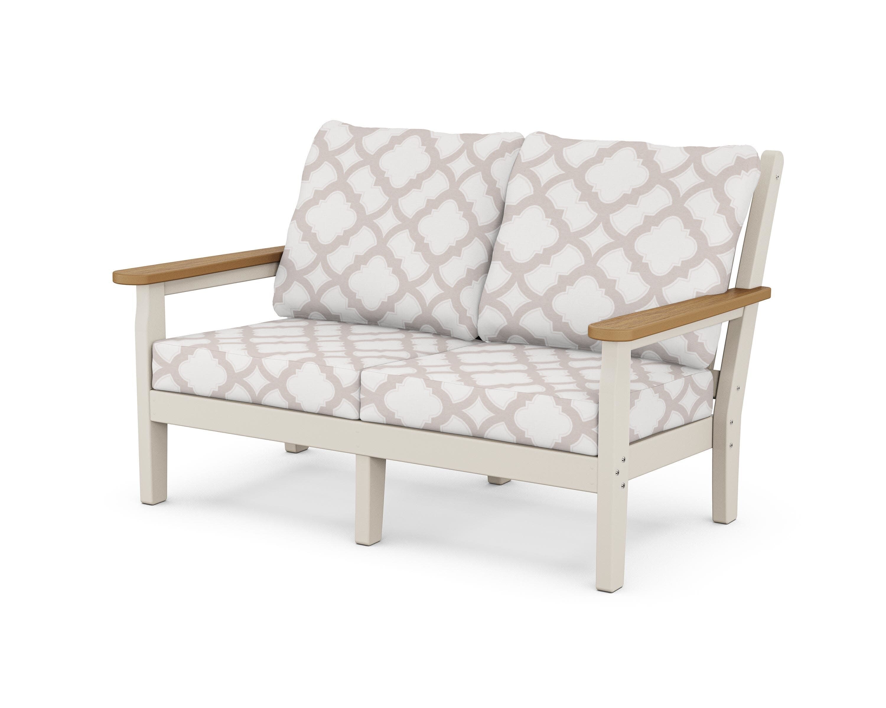 Chippendale Deep Seating Loveseat in Sand / Natural / Trellis Dune Burlap