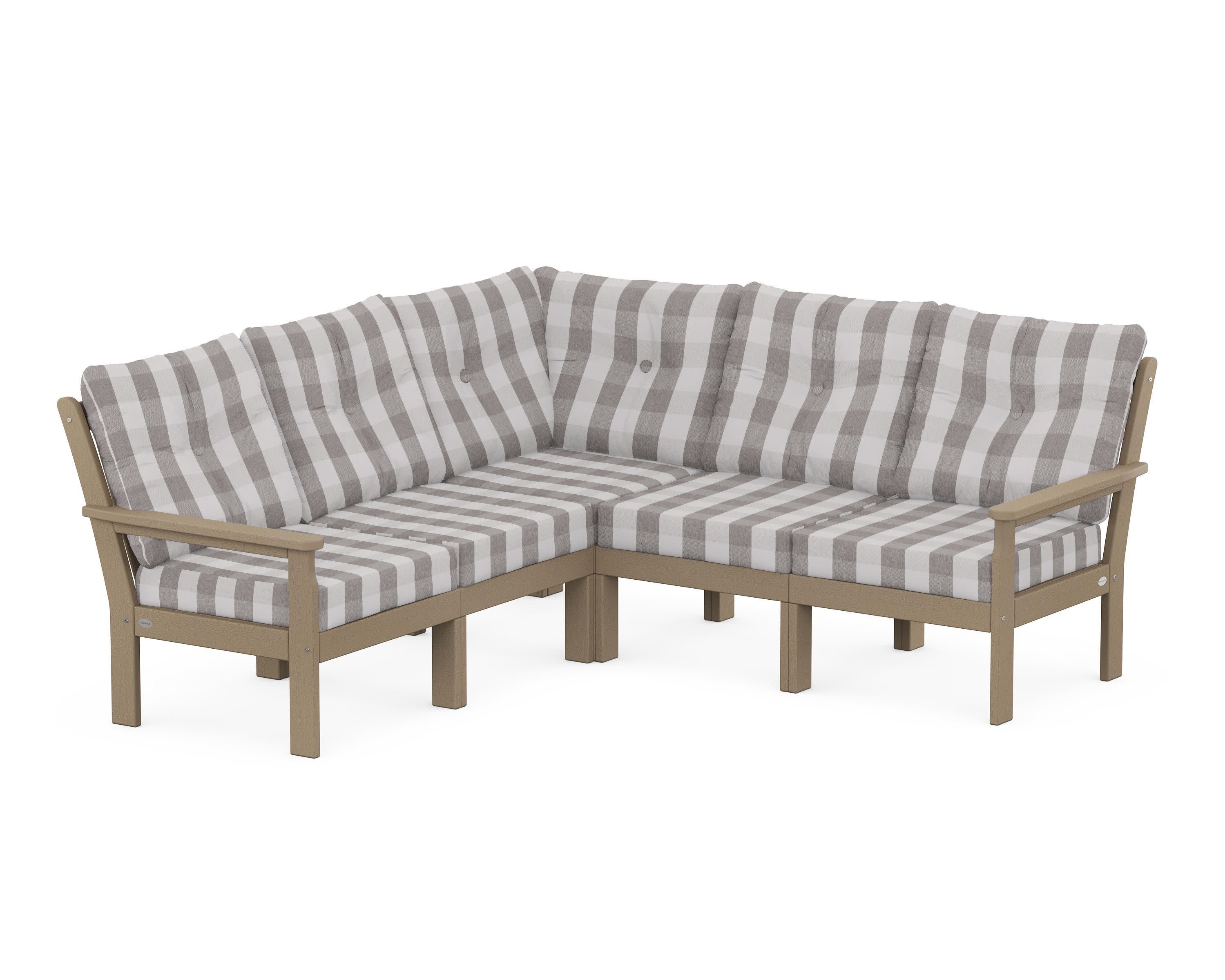 Vineyard 5-Piece Sectional in Vintage Sahara / Buffalo Plaid Grey Mist