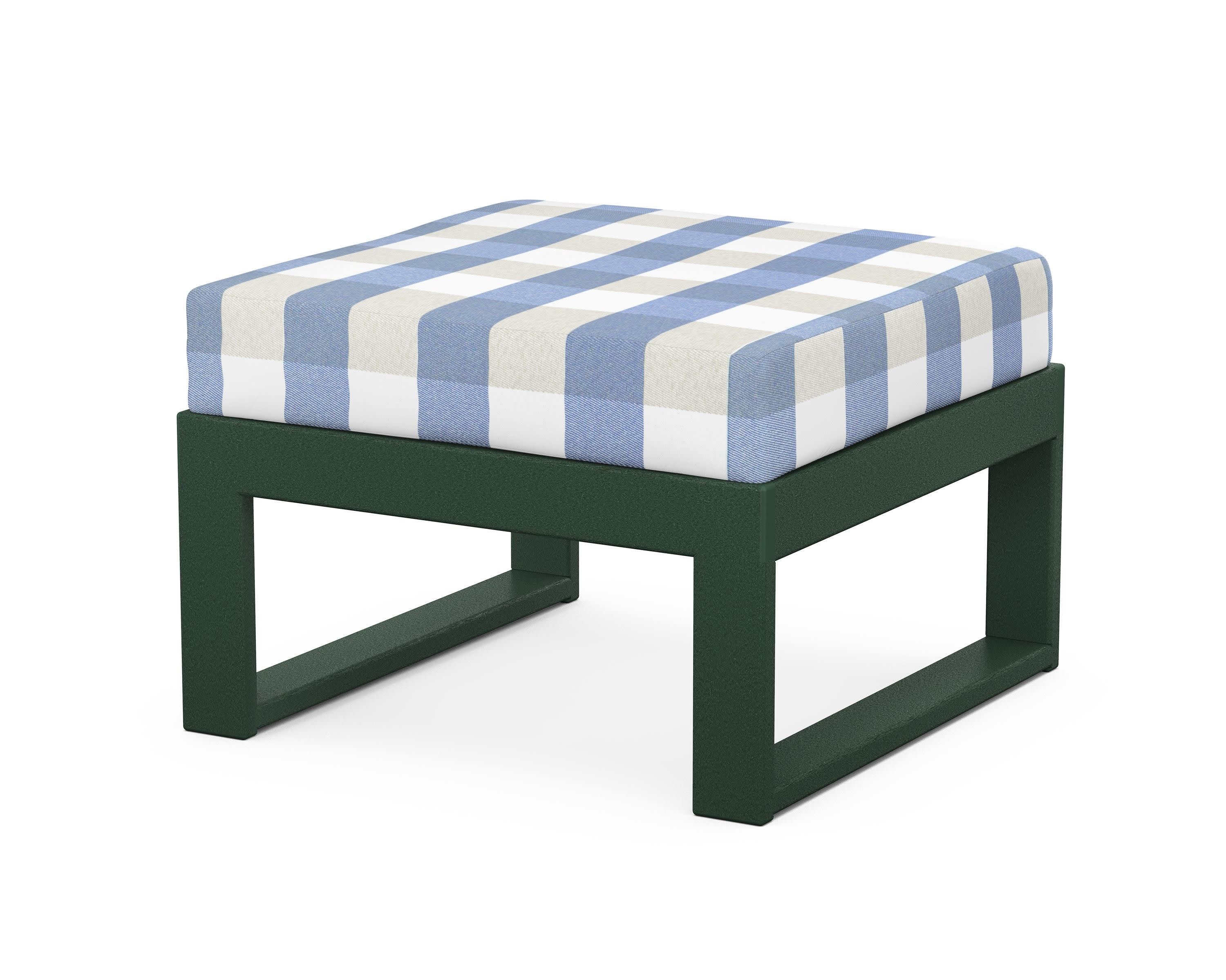 Modular Ottoman - Modern in Green / Buffalo Plaid Sky Blue