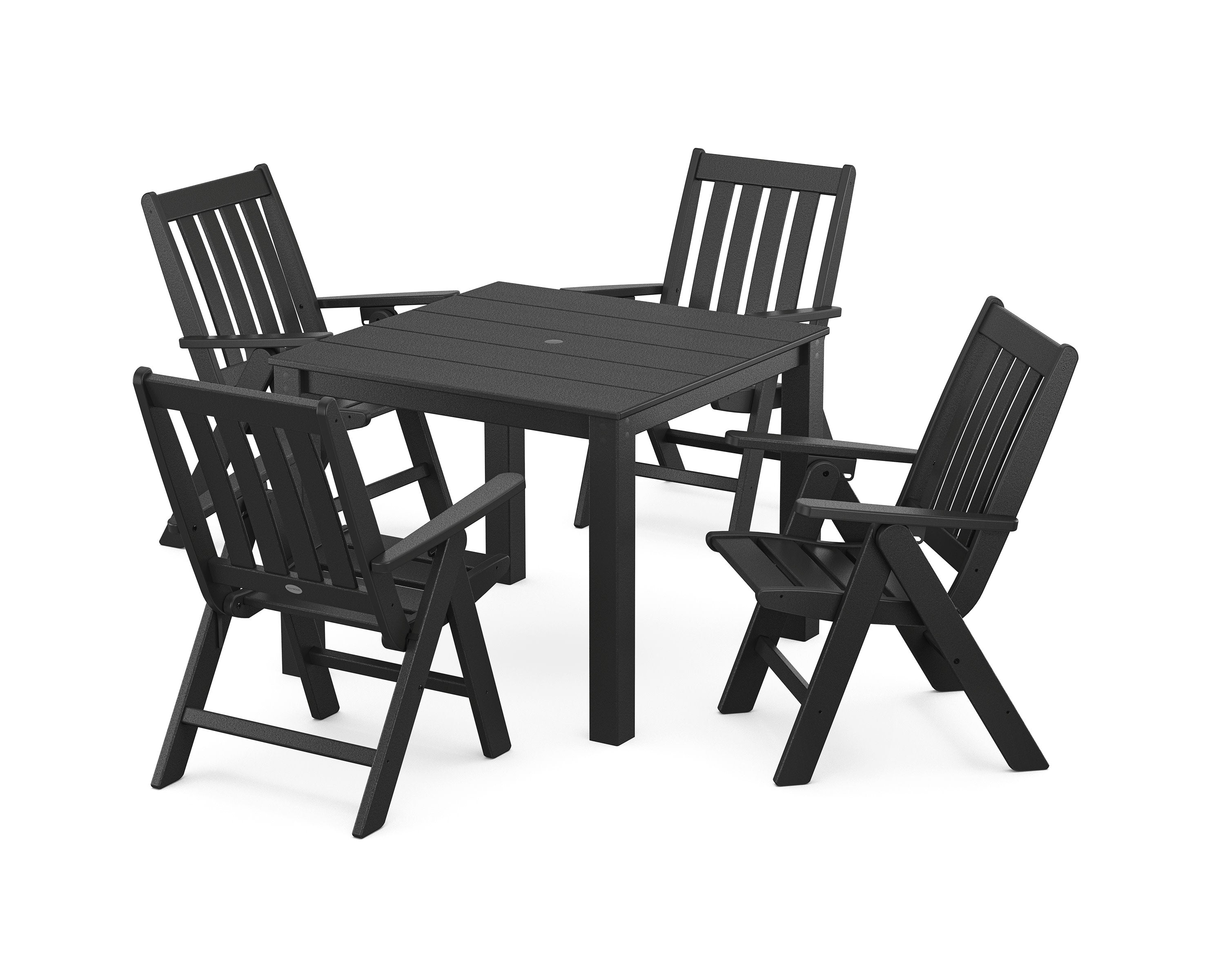 Vineyard Folding Chair 5-Piece Parsons Dining Set in Black