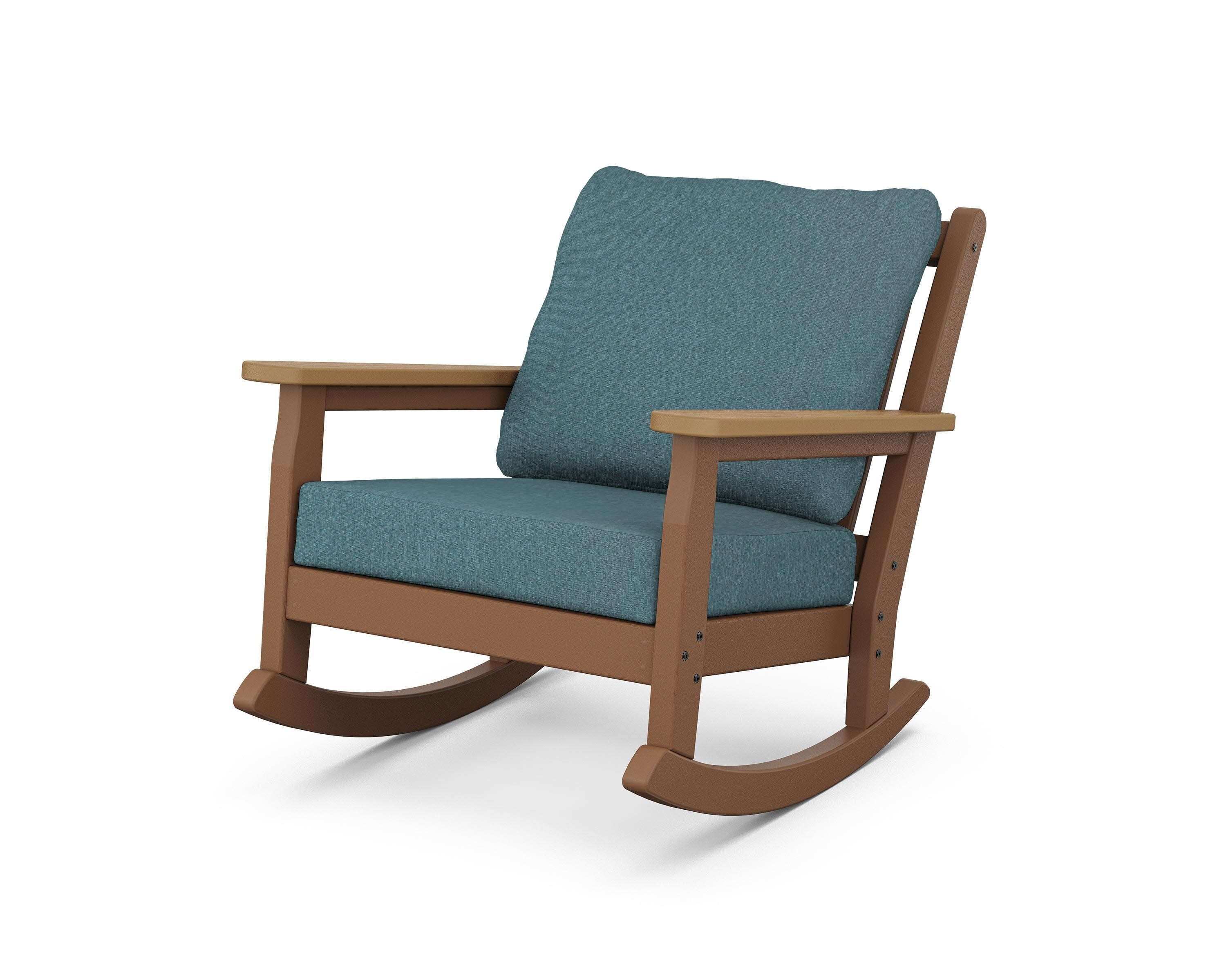 Chippendale Deep Seating Rocking Chair in Teak / Natural / Ocean Teal