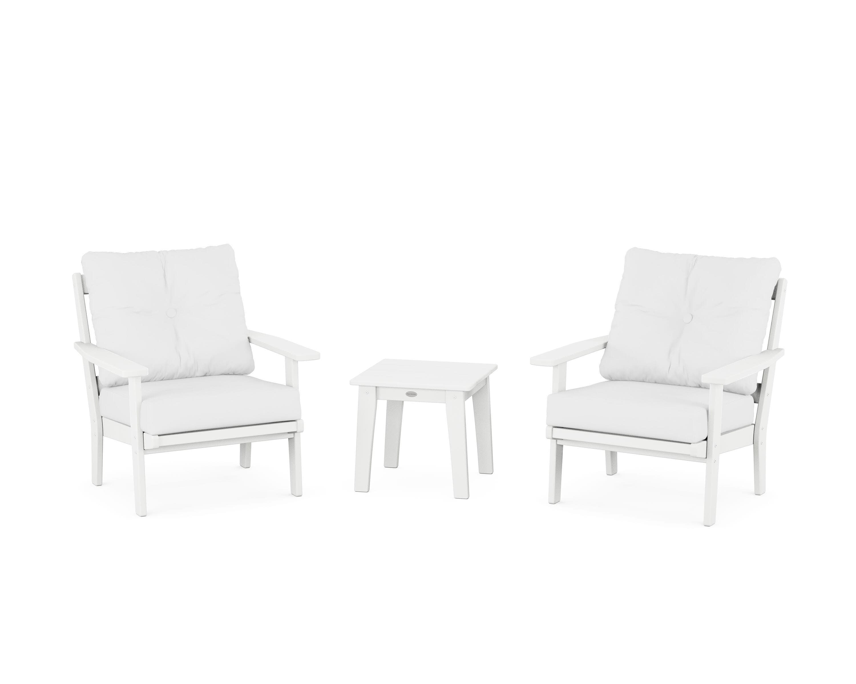Prairie 3-Piece Deep Seating Set in White / Natural